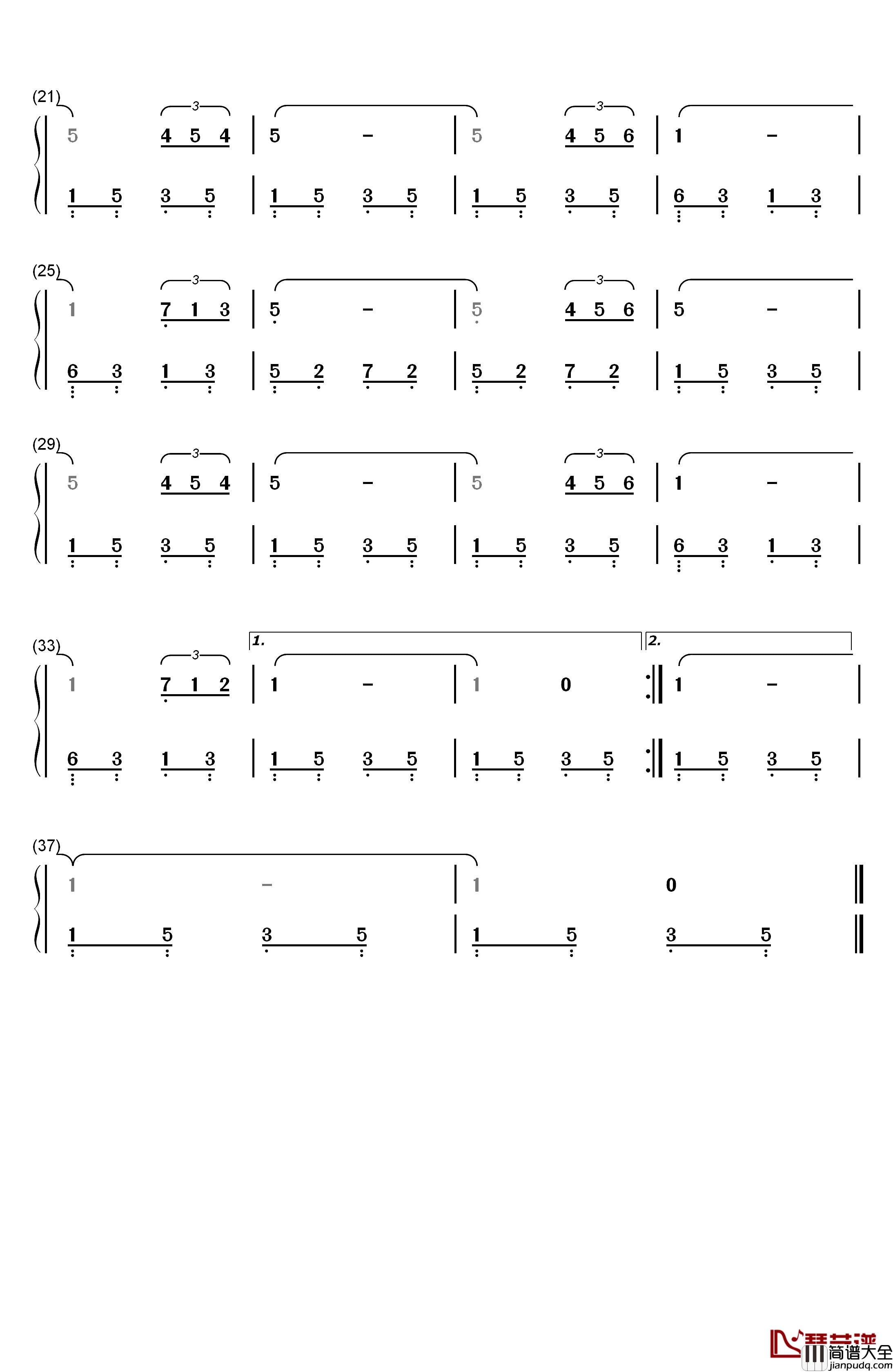 绒花钢琴简谱_数字双手_韩红