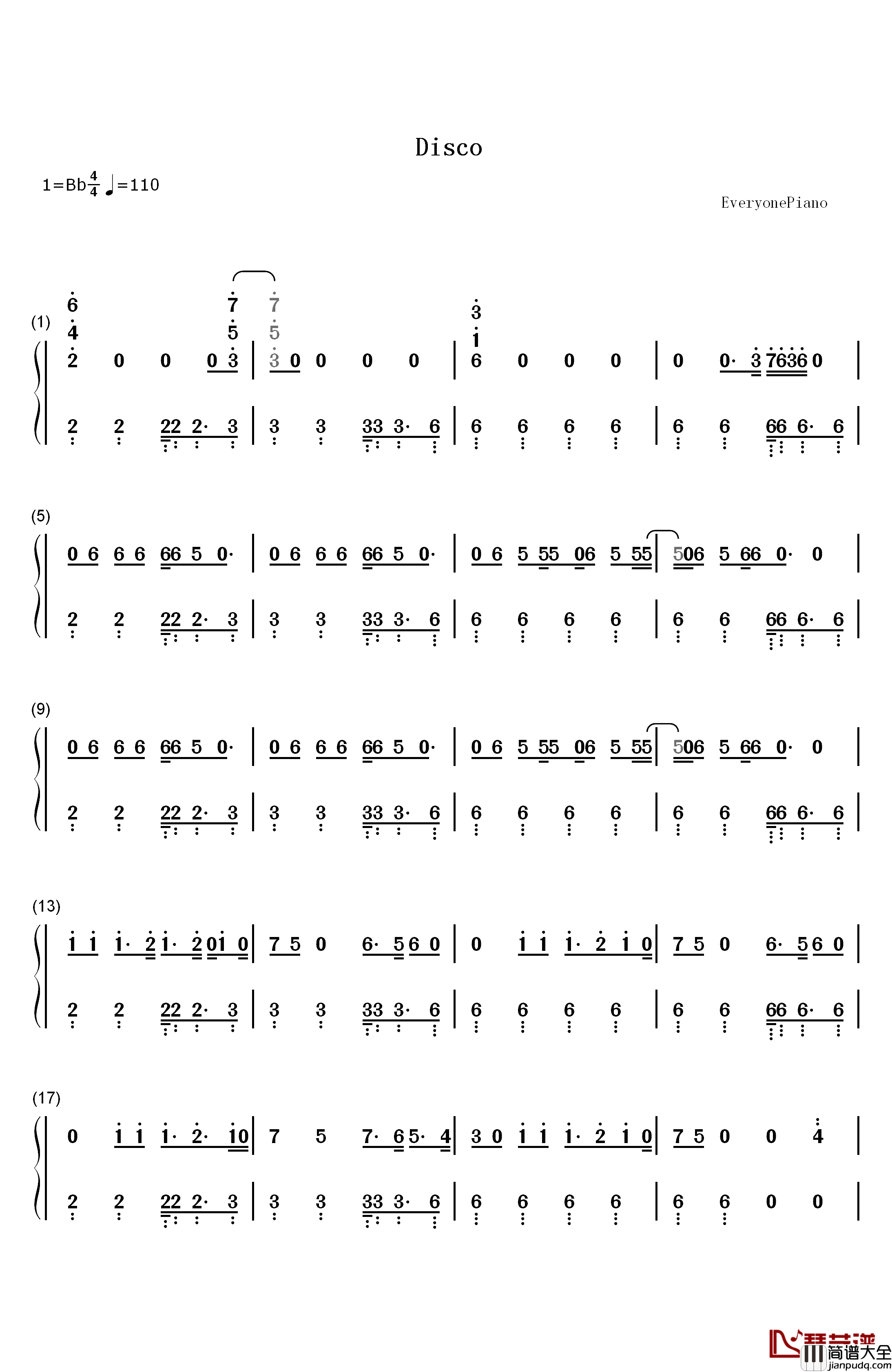 Disco_Tits钢琴简谱_数字双手_Tove_Lo