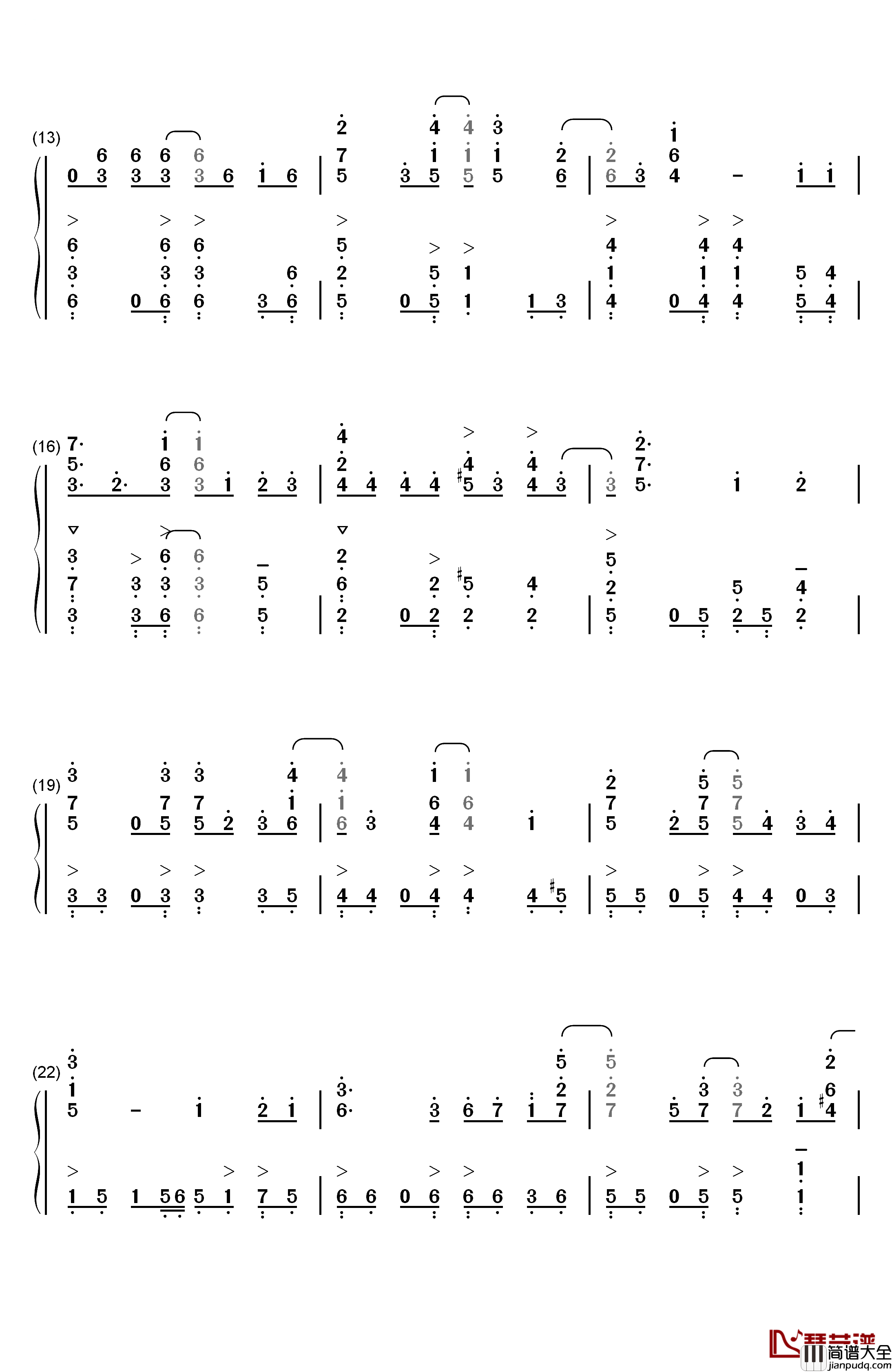 Dear_Teardrop钢琴简谱_数字双手_Mia_REGINA