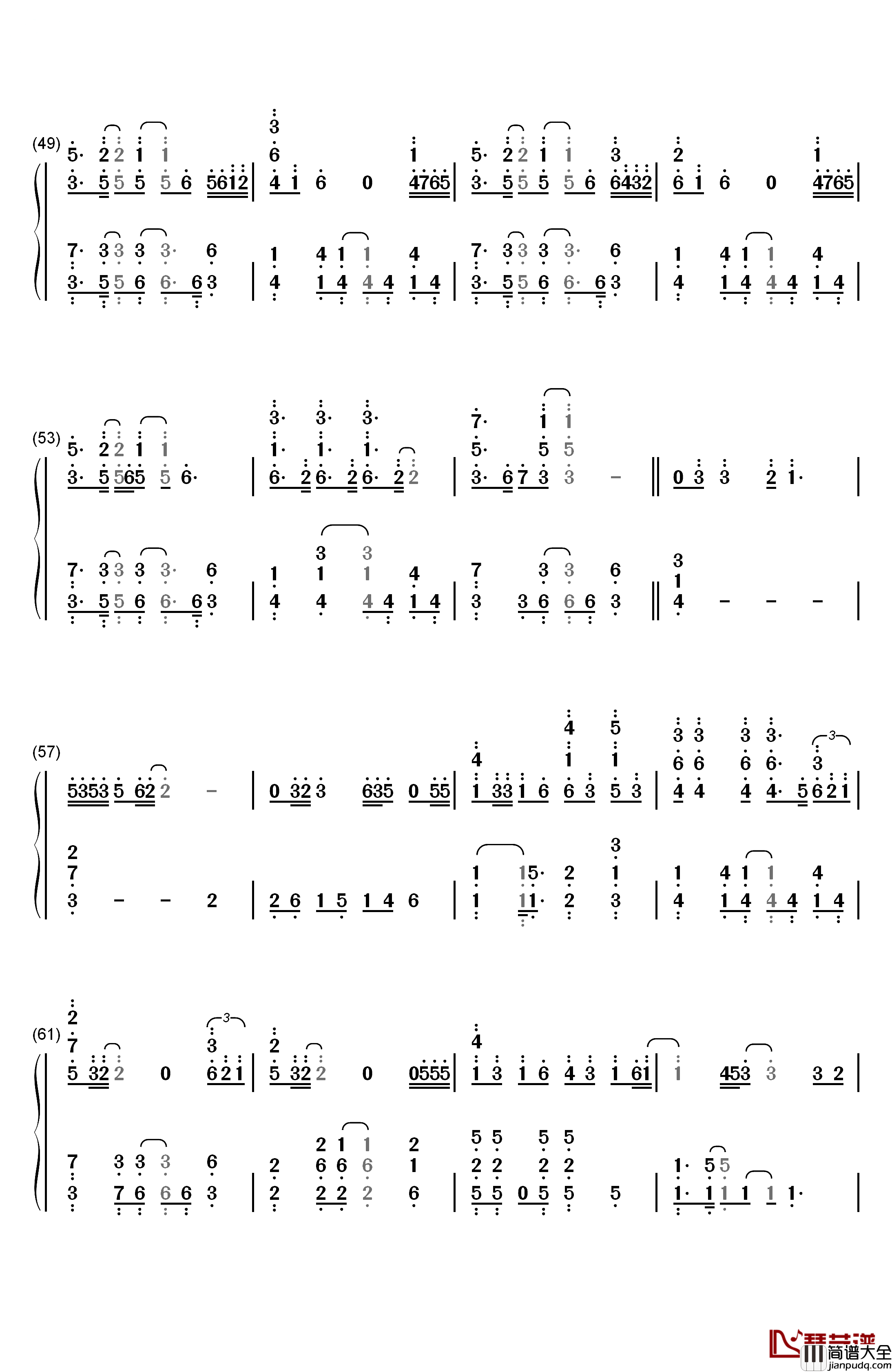 Rain钢琴简谱_数字双手_金泰妍