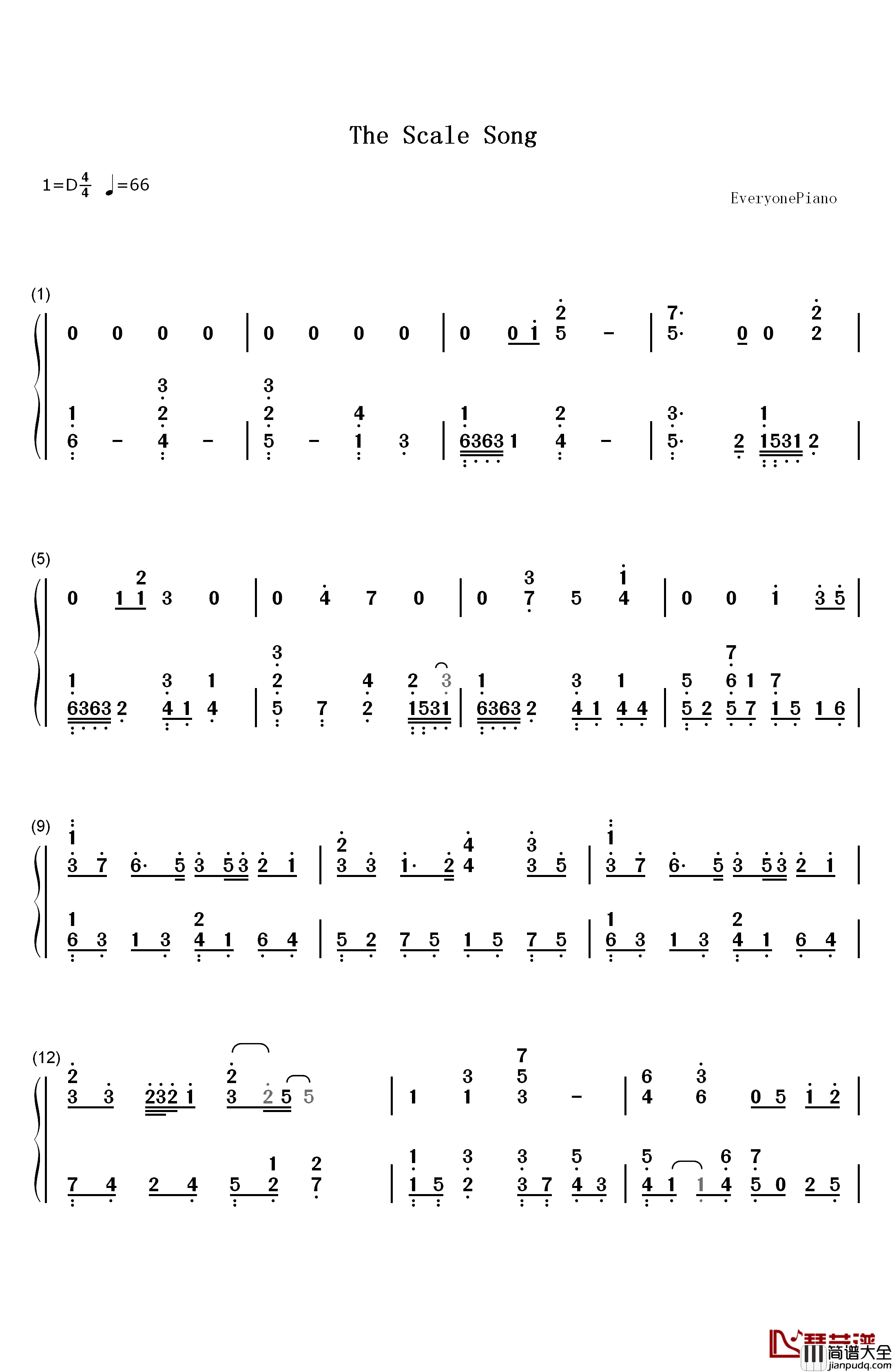 The_Scale_Song钢琴简谱_数字双手_Kan_R._Gao