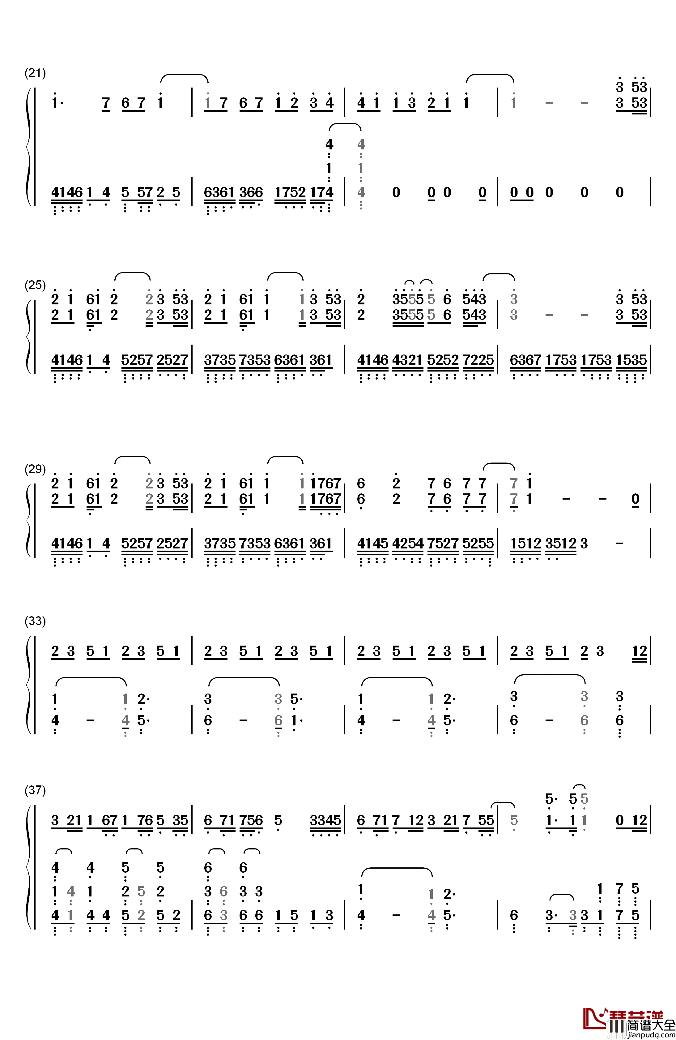 打上花火钢琴简谱_数字双手_米津玄师_DAOKO