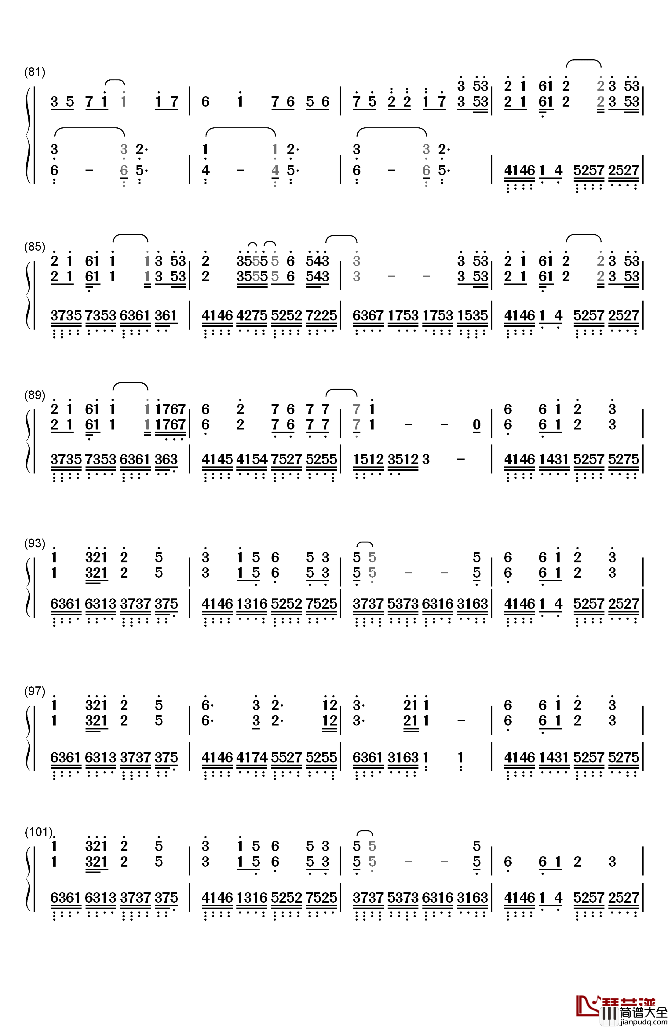 打上花火钢琴简谱_数字双手_米津玄师_DAOKO