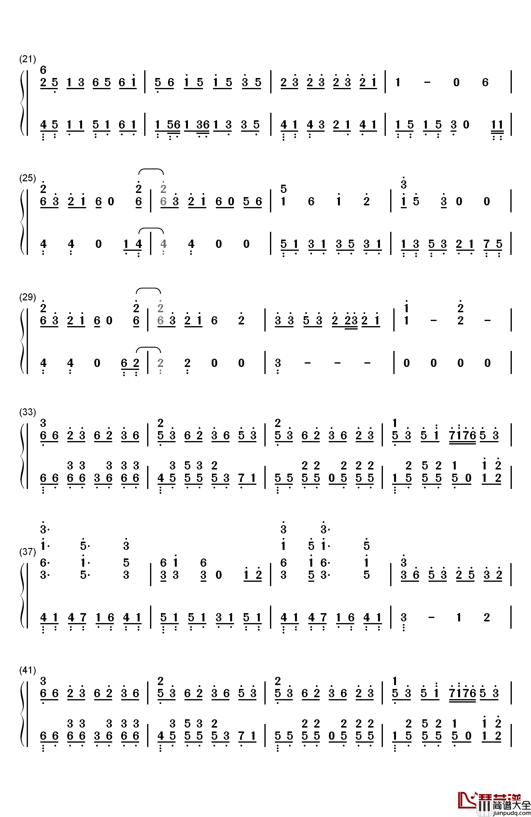霜雪千年钢琴简谱_数字双手_洛天依_乐正绫
