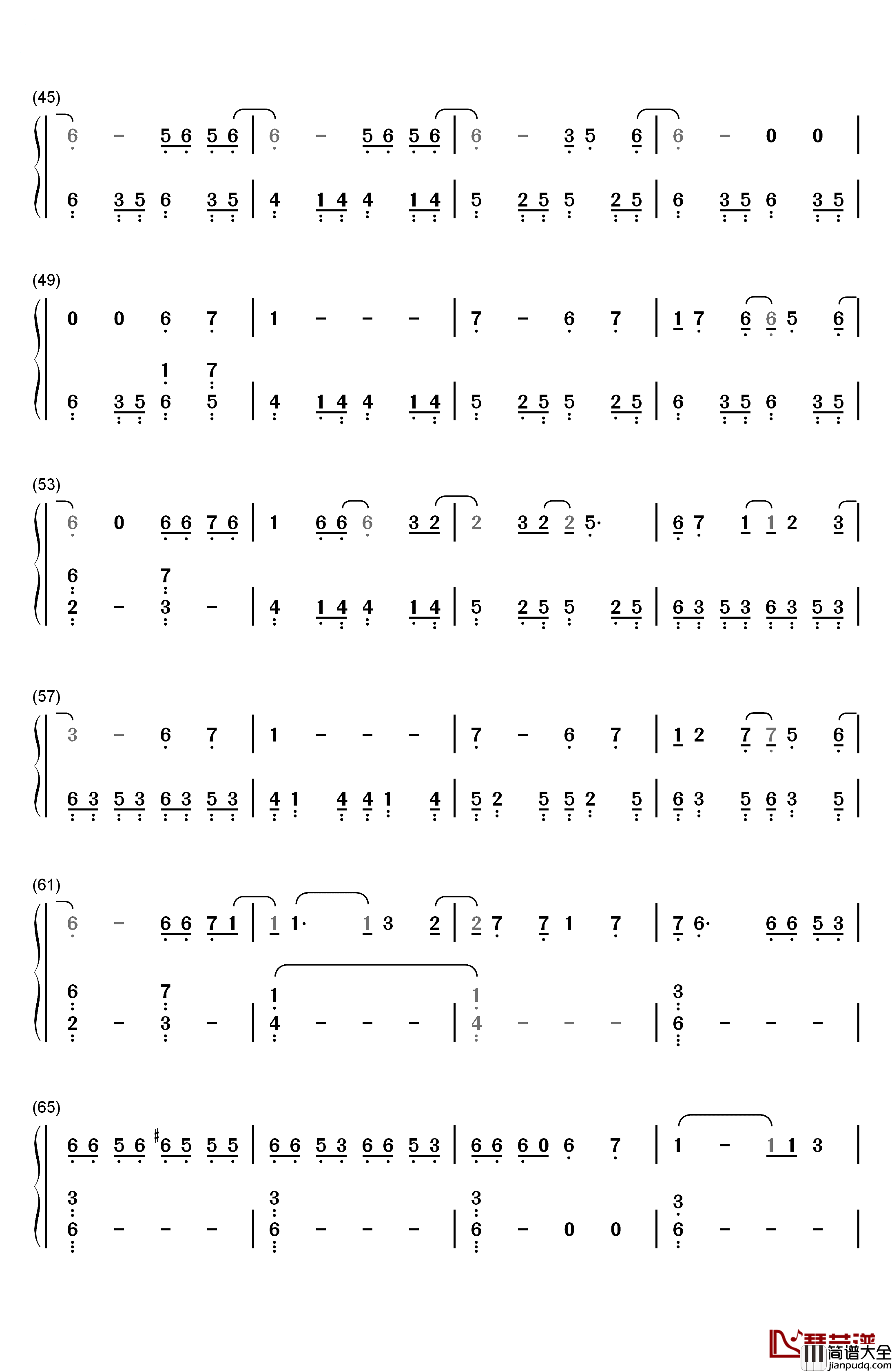 嘆きのリフレイン钢琴简谱_数字双手_末廣優里