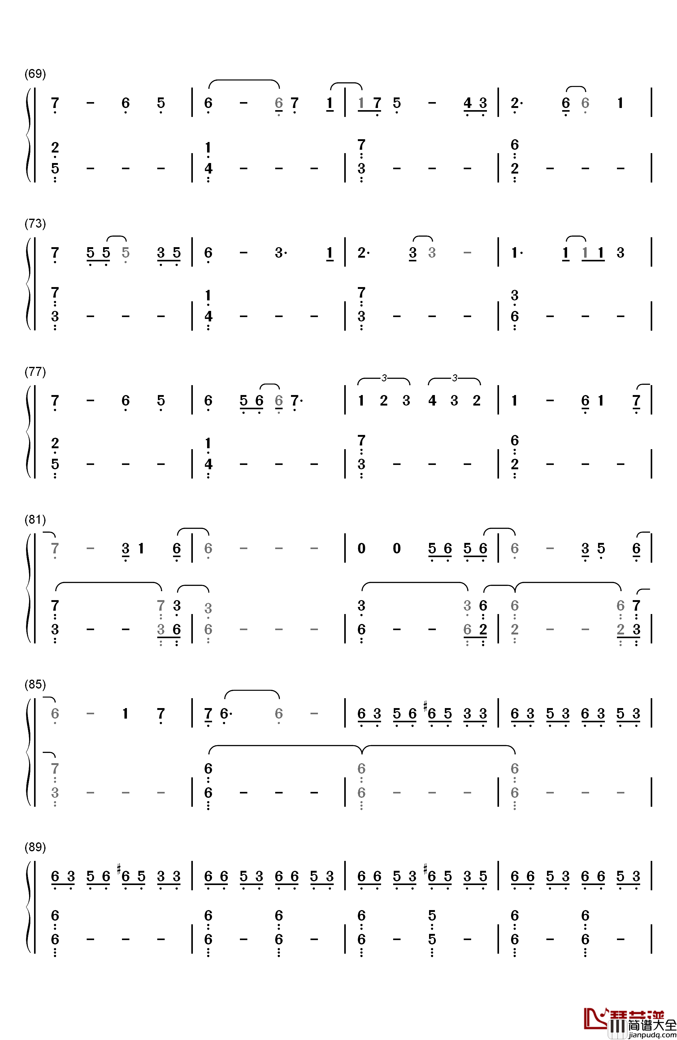 嘆きのリフレイン钢琴简谱_数字双手_末廣優里