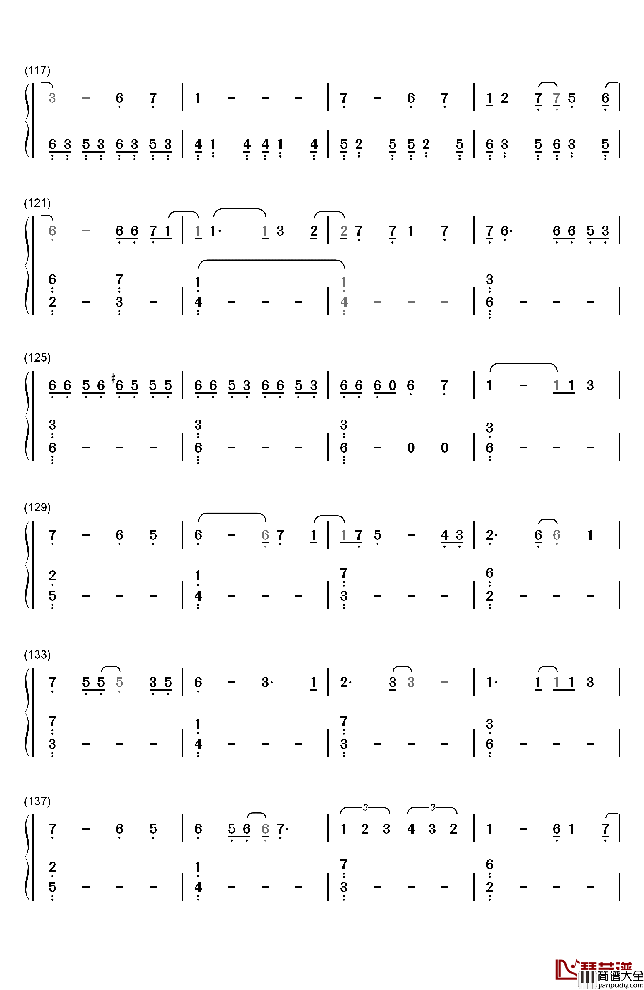 嘆きのリフレイン钢琴简谱_数字双手_末廣優里