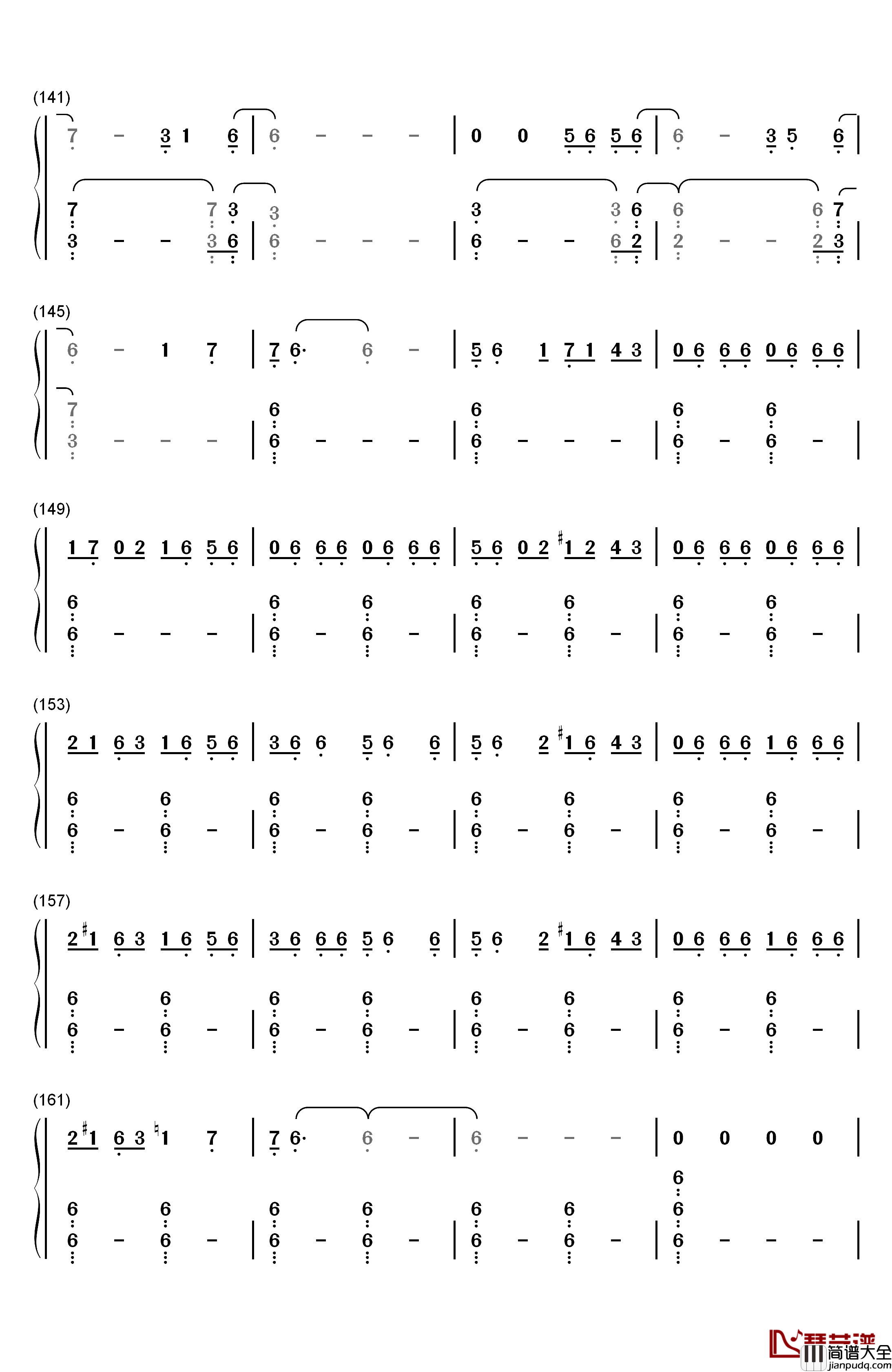 嘆きのリフレイン钢琴简谱_数字双手_末廣優里