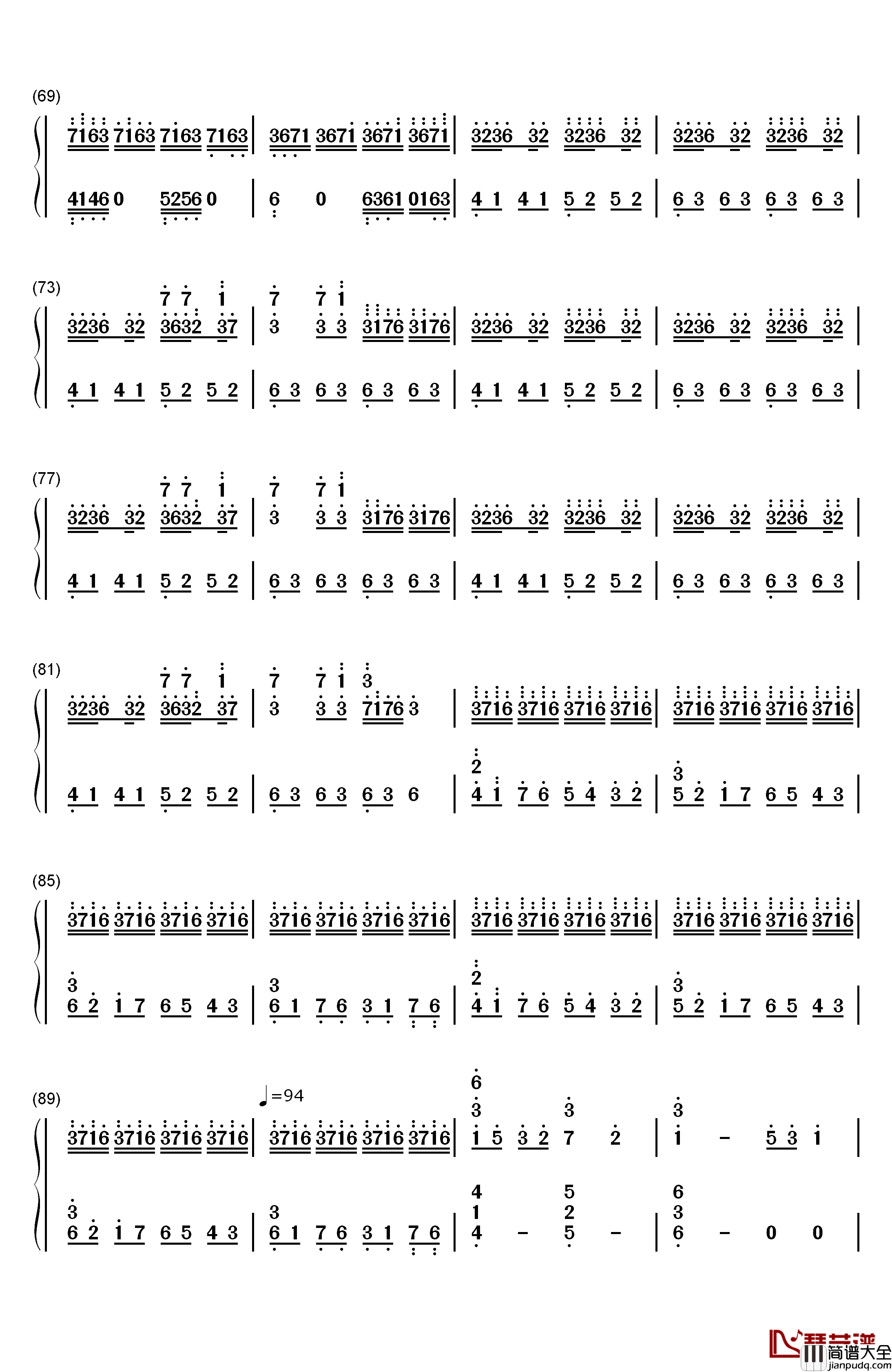 Luv_Letter钢琴简谱_数字双手_Dj_Okawari