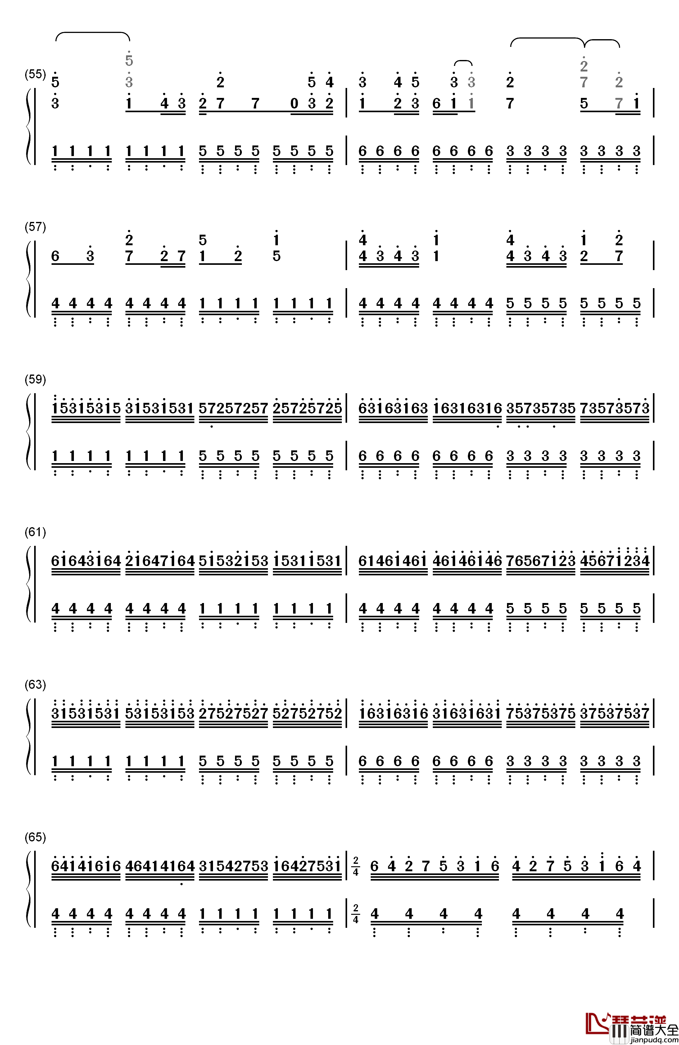 虫儿飞钢琴简谱_数字双手_郑伊健