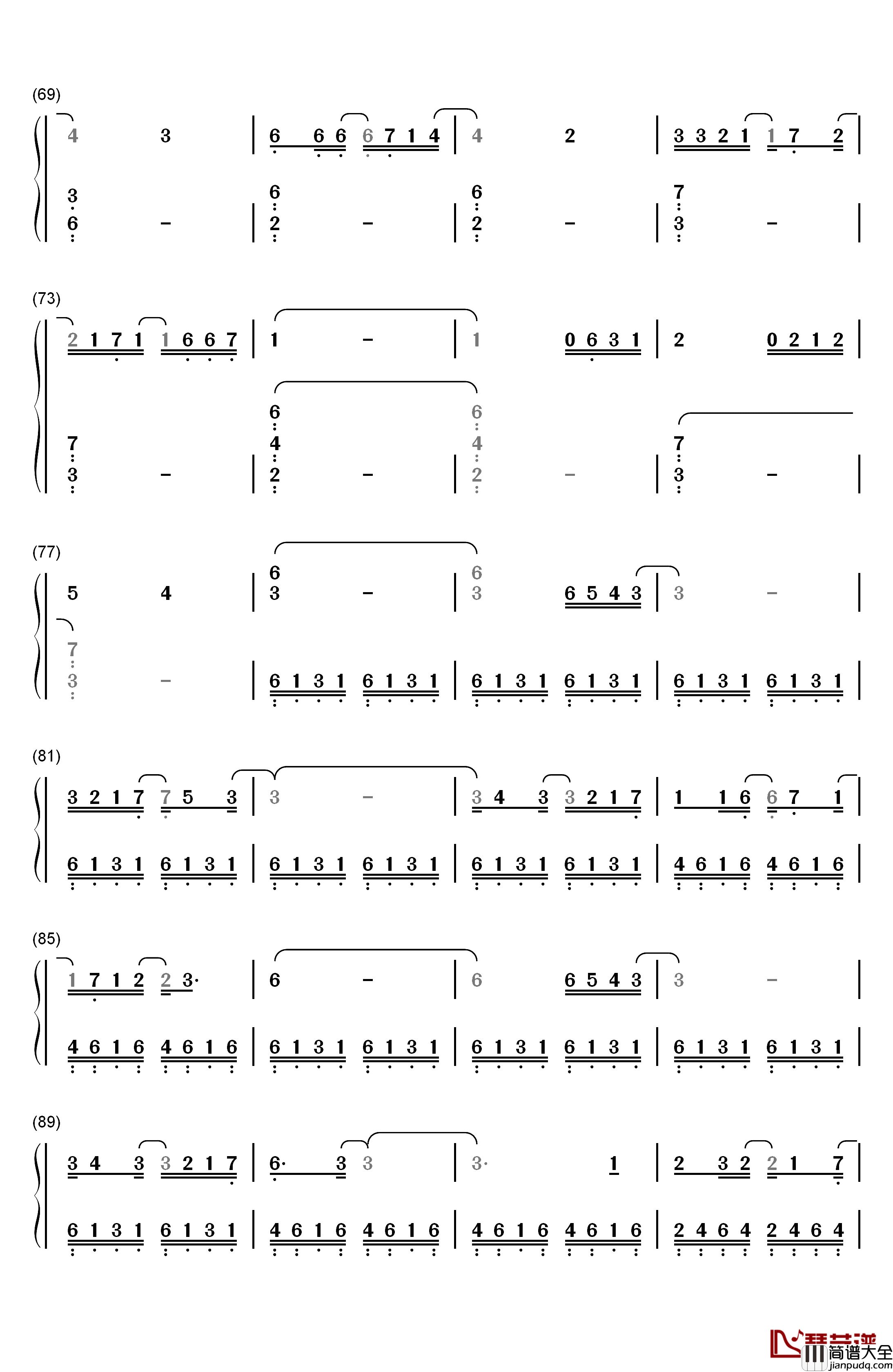 碧き願い钢琴简谱_数字双手_佐坂めぐみ