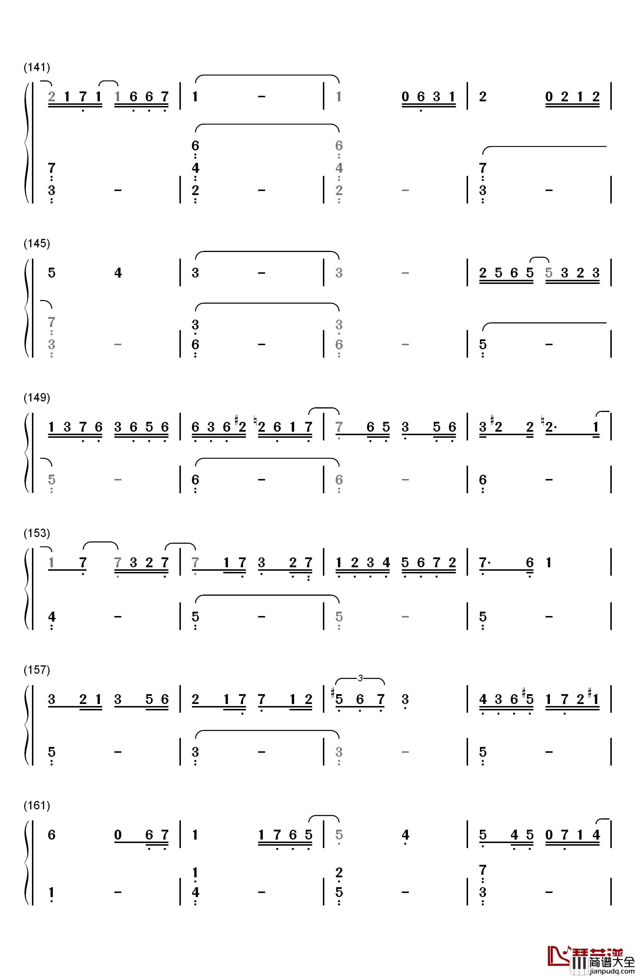 碧き願い钢琴简谱_数字双手_佐坂めぐみ