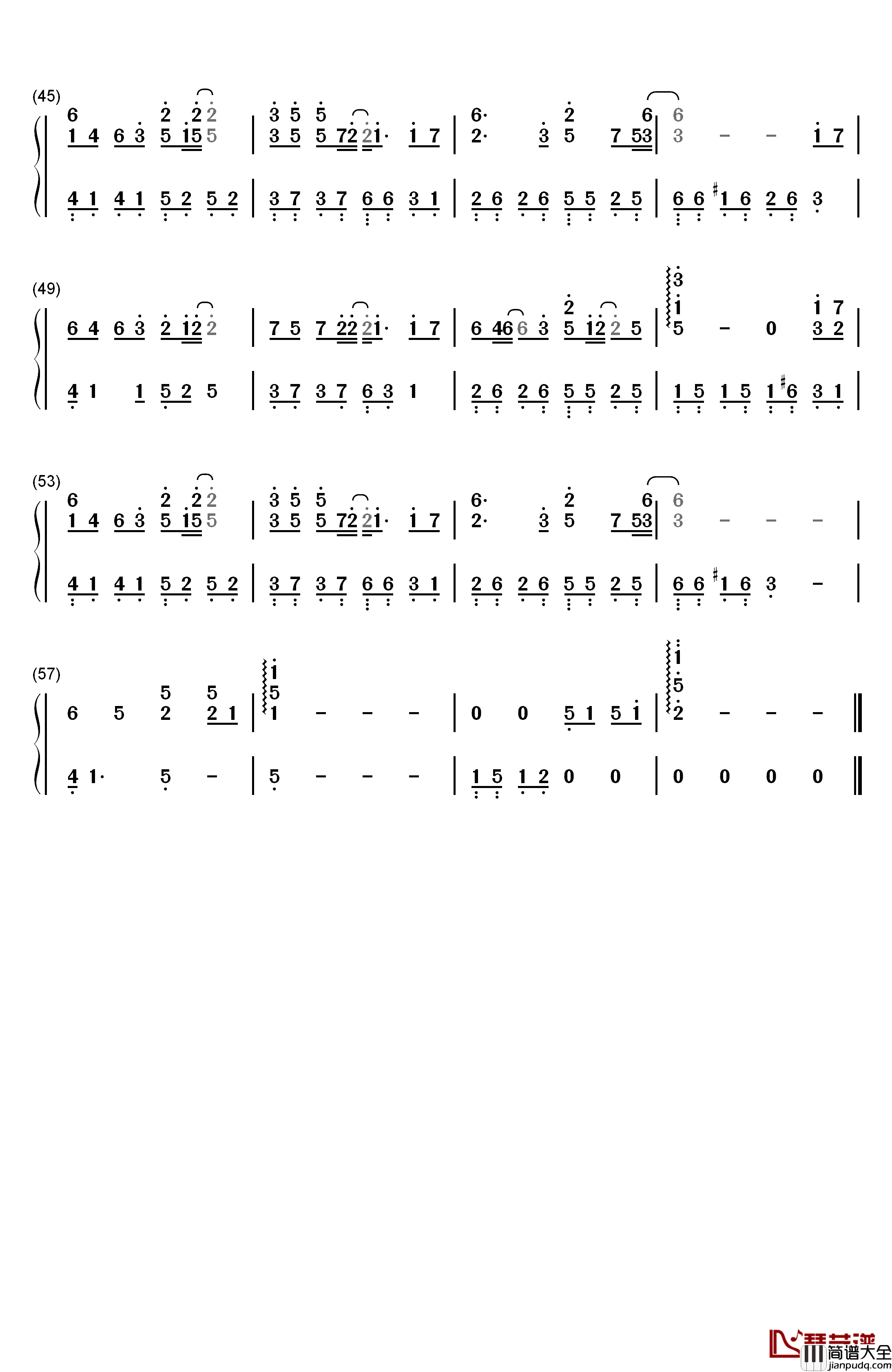 多想留在你身边钢琴简谱_数字双手_刘增瞳