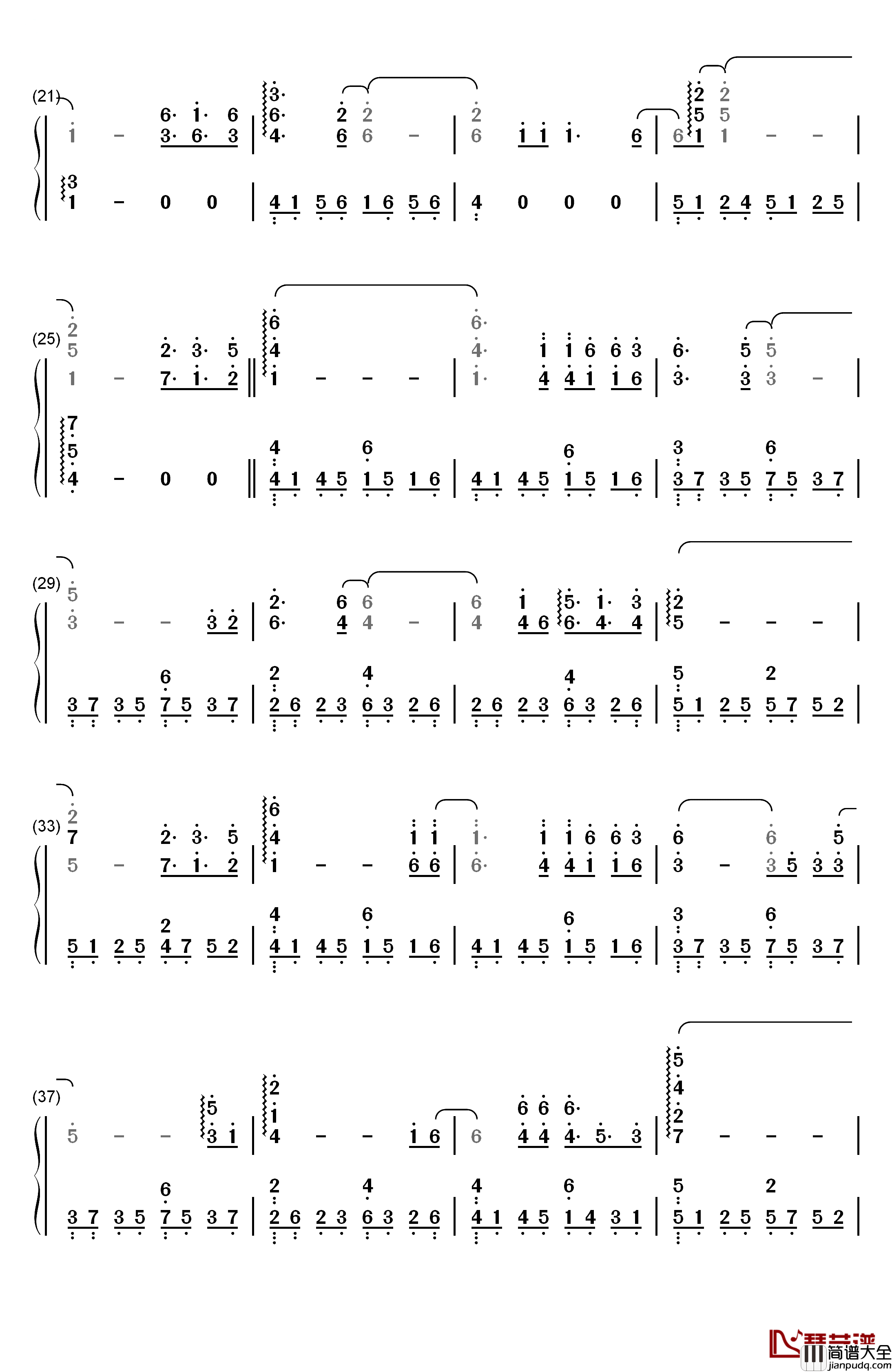 相信有你钢琴简谱_数字双手_刘晶