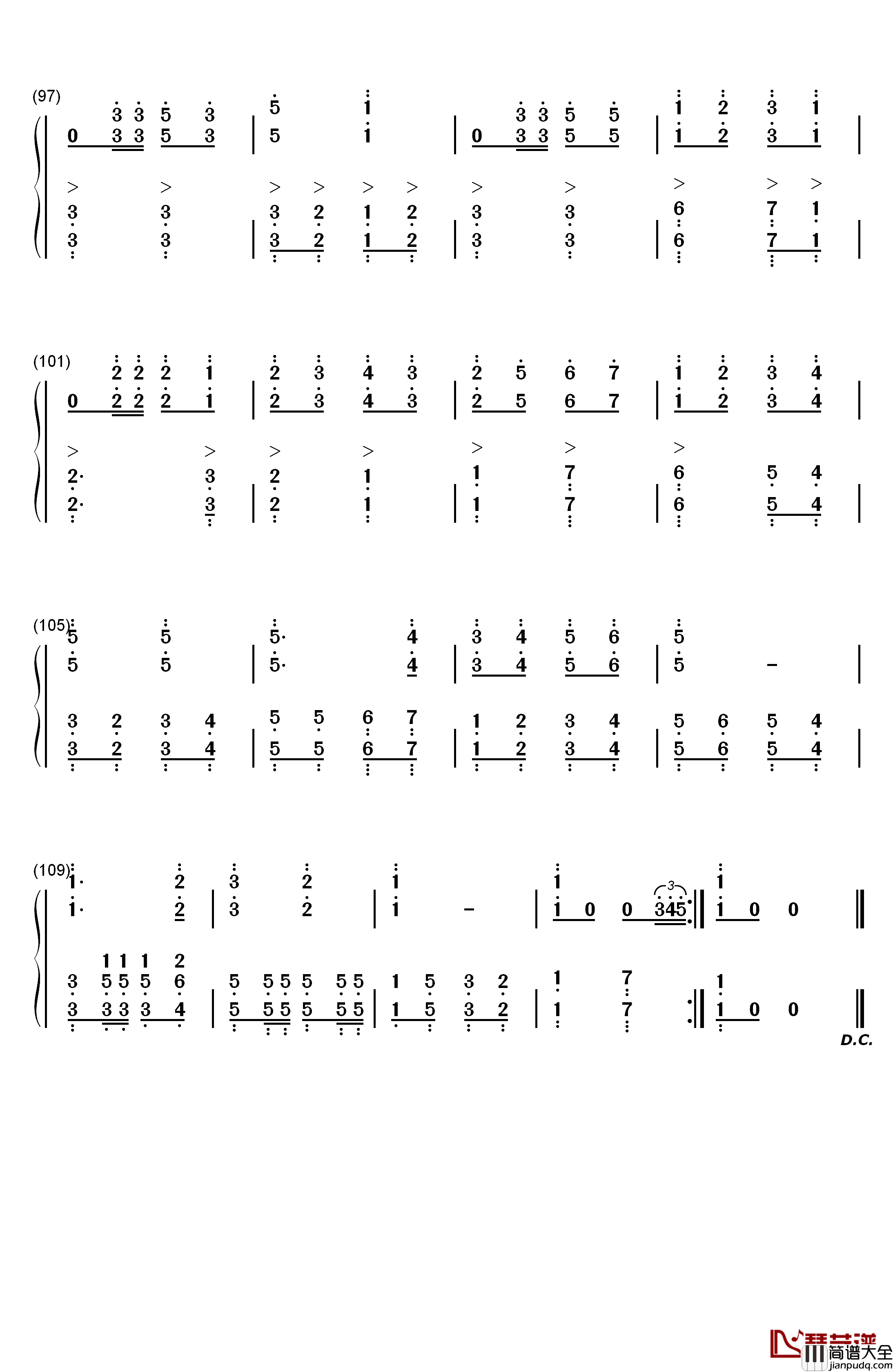 英国民歌组曲钢琴简谱_数字双手_沃恩·威廉斯
