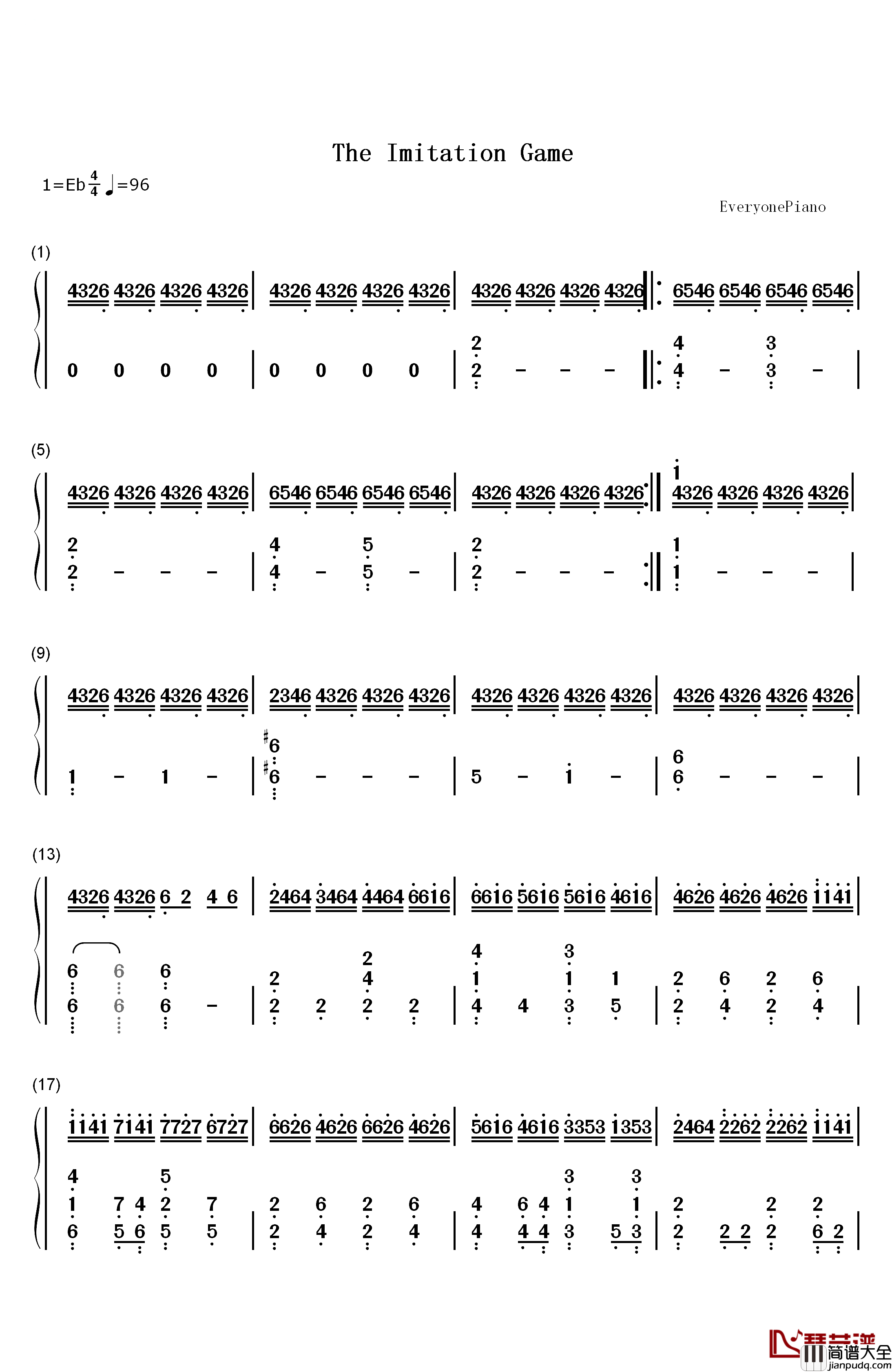 The_Imitation_Game钢琴简谱_数字双手_Alexandre_Desplat