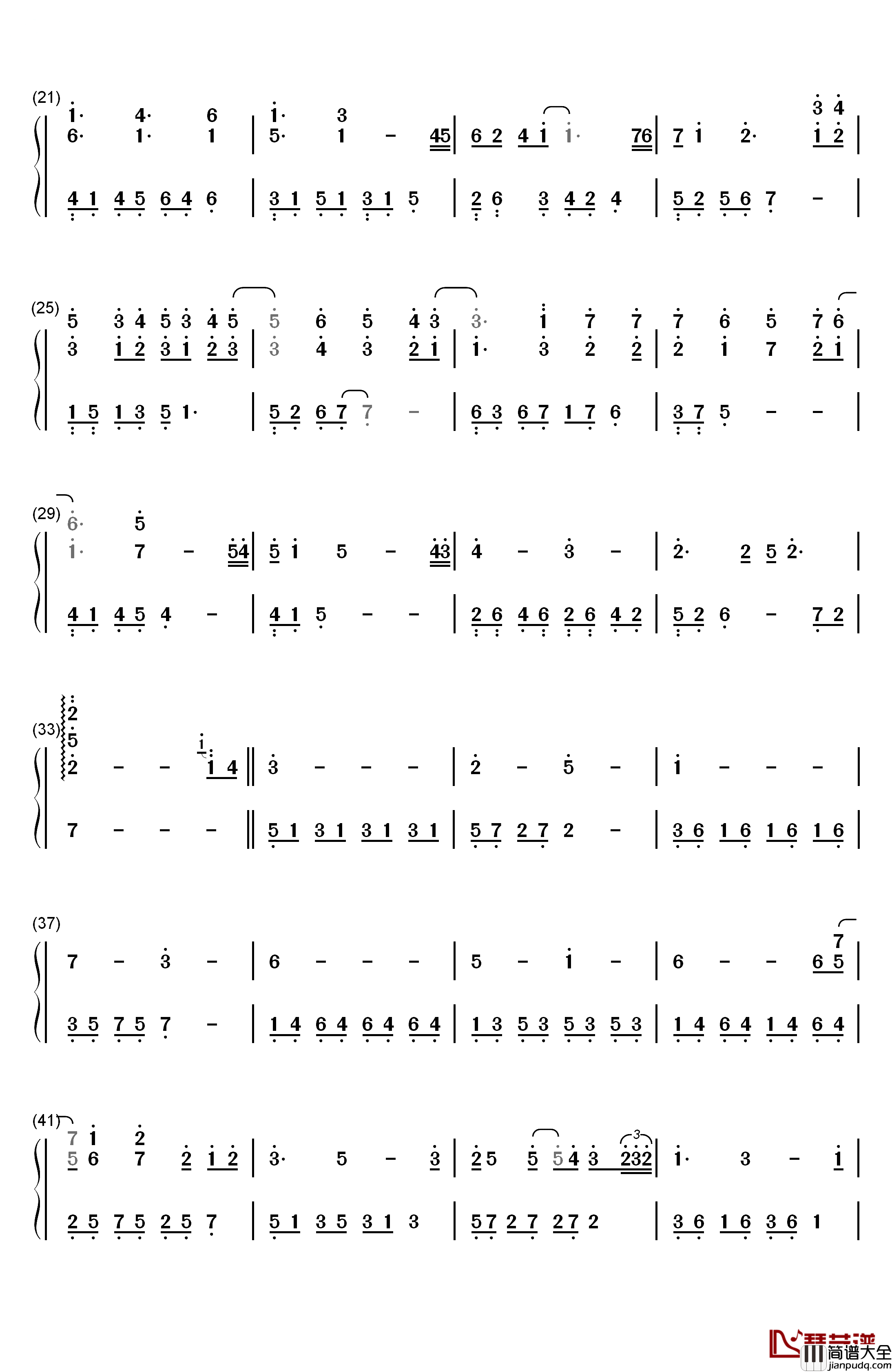 卡农变奏曲钢琴简谱_数字双手_大卫.蓝兹