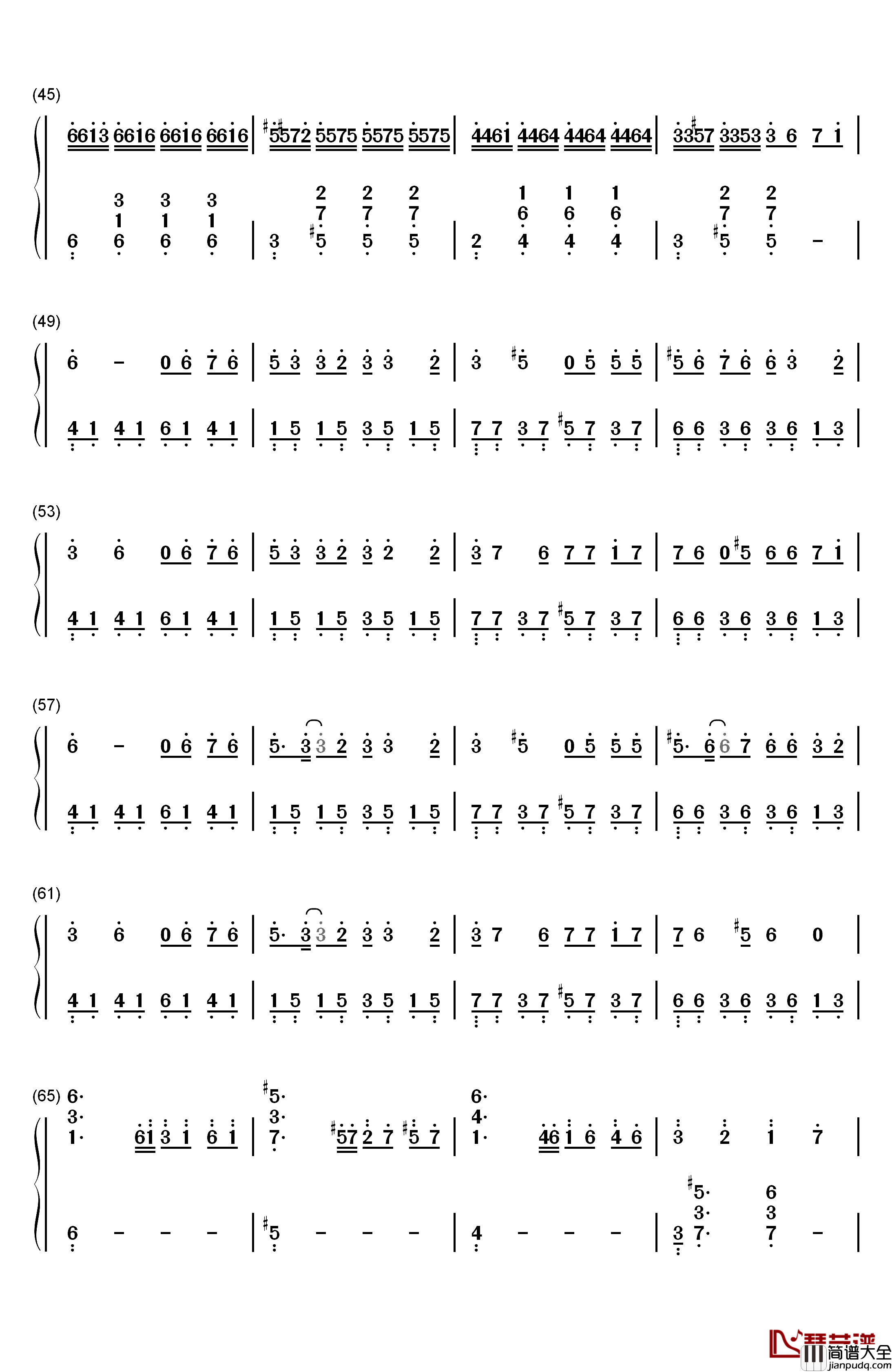 易燃易爆炸钢琴简谱_数字双手_华晨宇