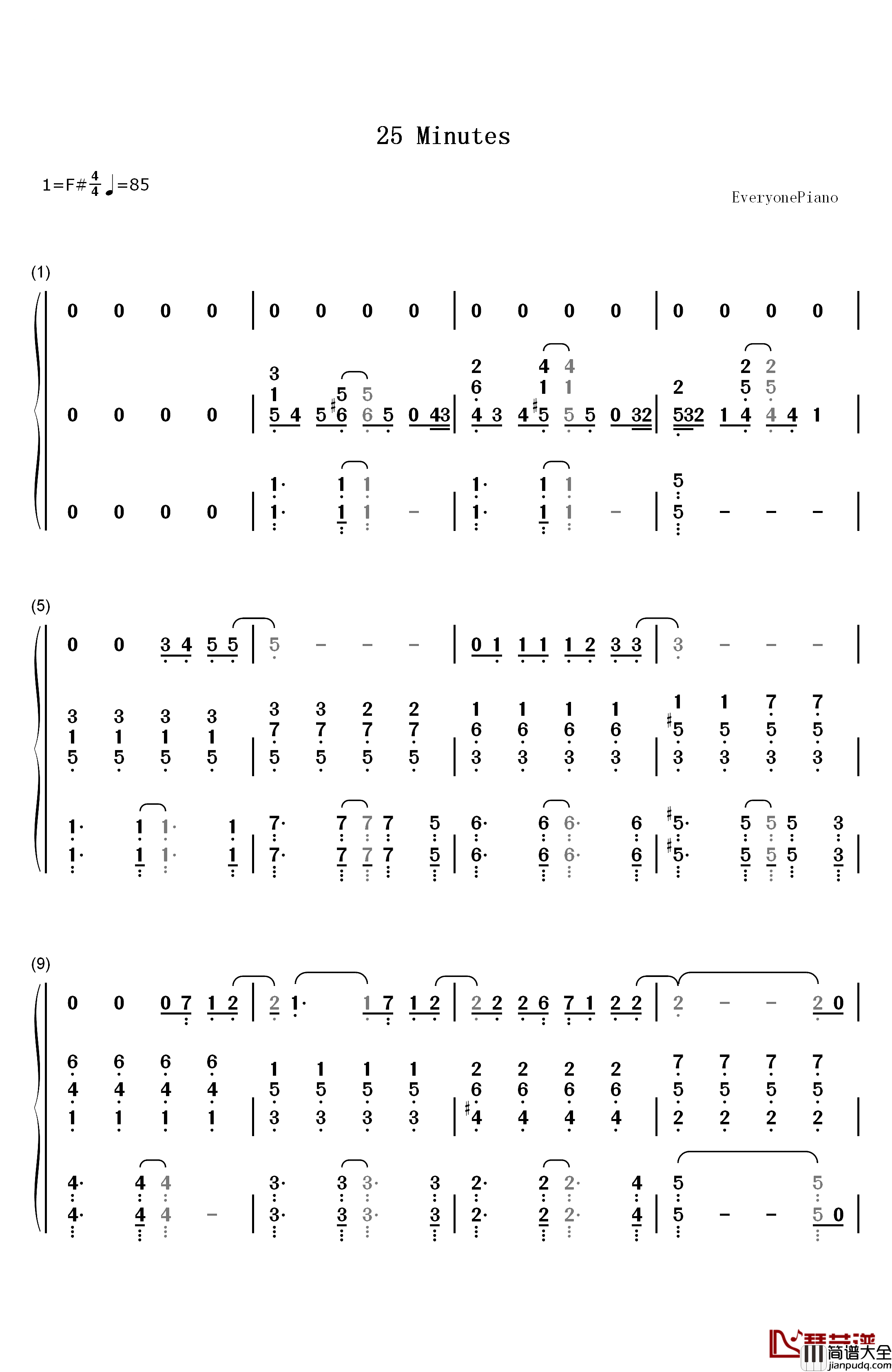 25_Minutes钢琴简谱_数字双手_Michael_Learns_To_Rock