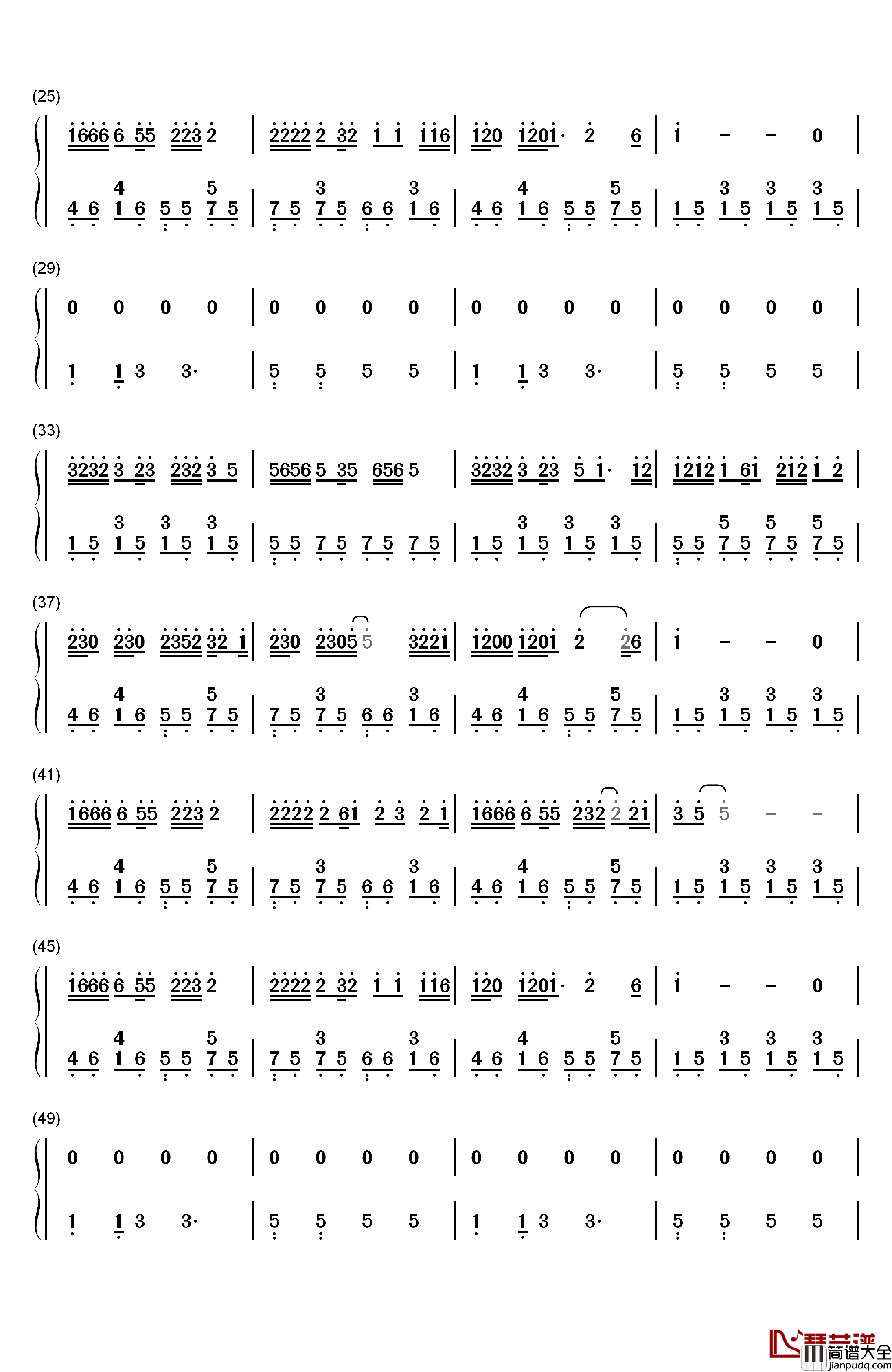 走马钢琴简谱_数字双手_陈粒