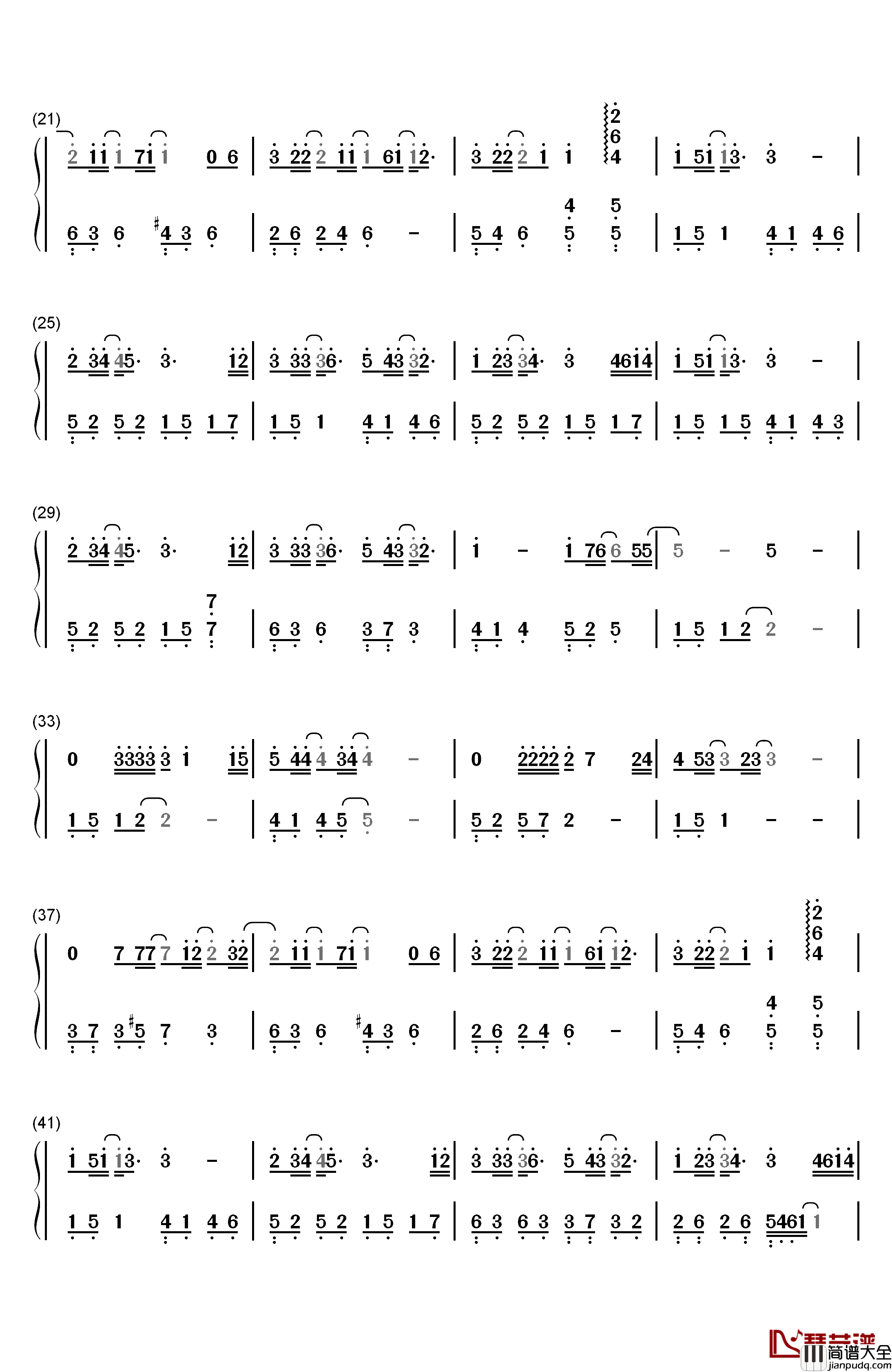 威尼斯的泪钢琴简谱_数字双手_永邦