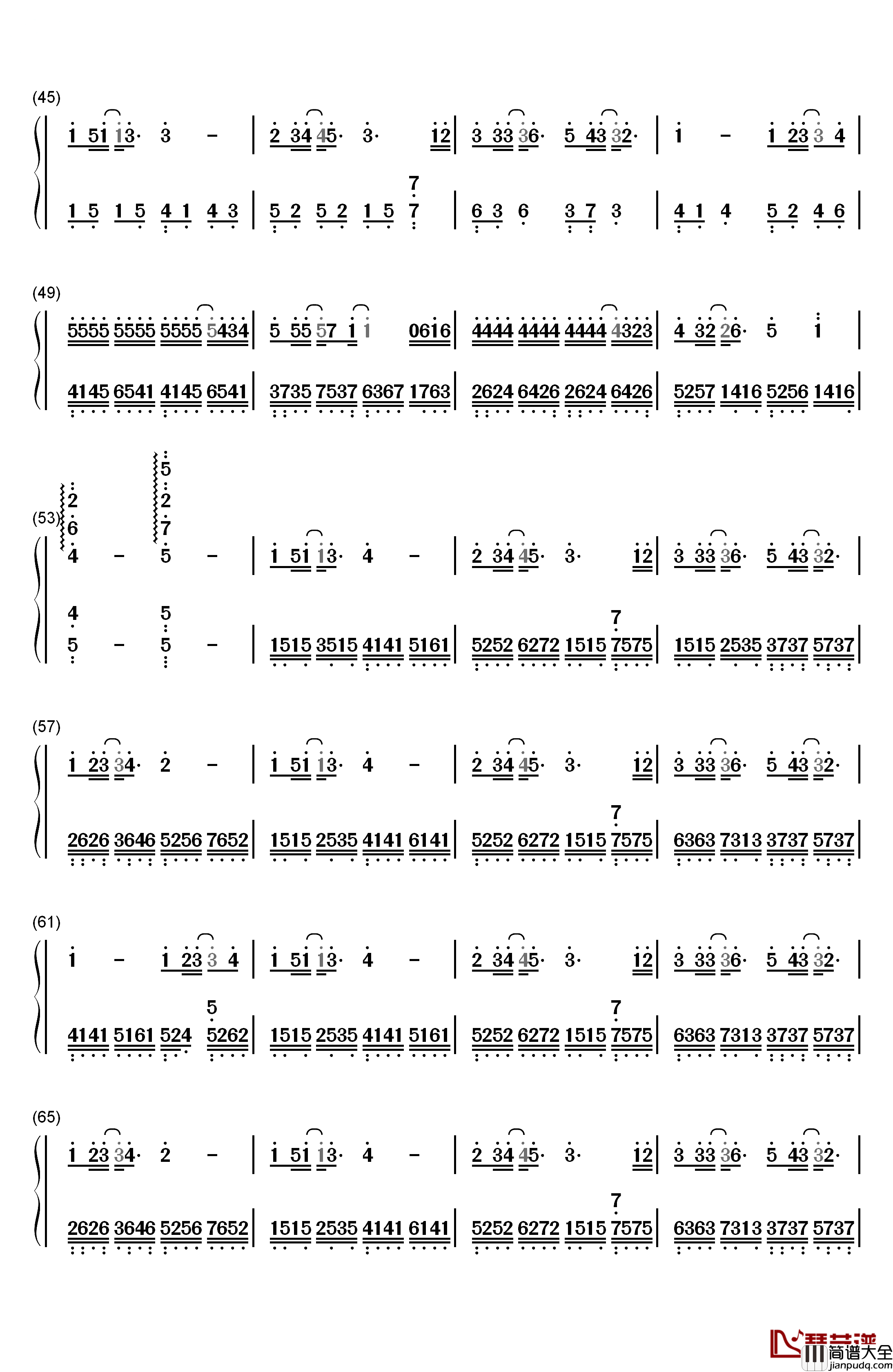 威尼斯的泪钢琴简谱_数字双手_永邦