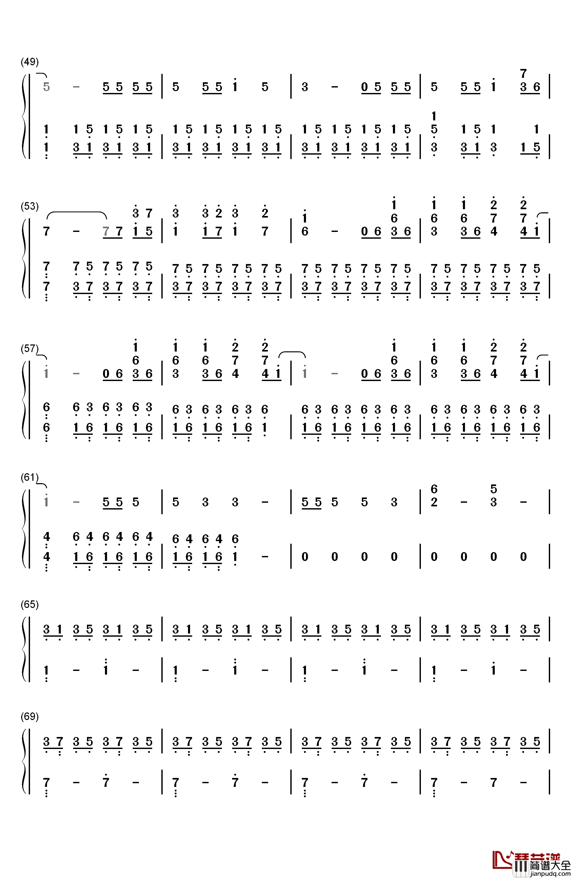 Runaway钢琴简谱_数字双手_Kanye_West