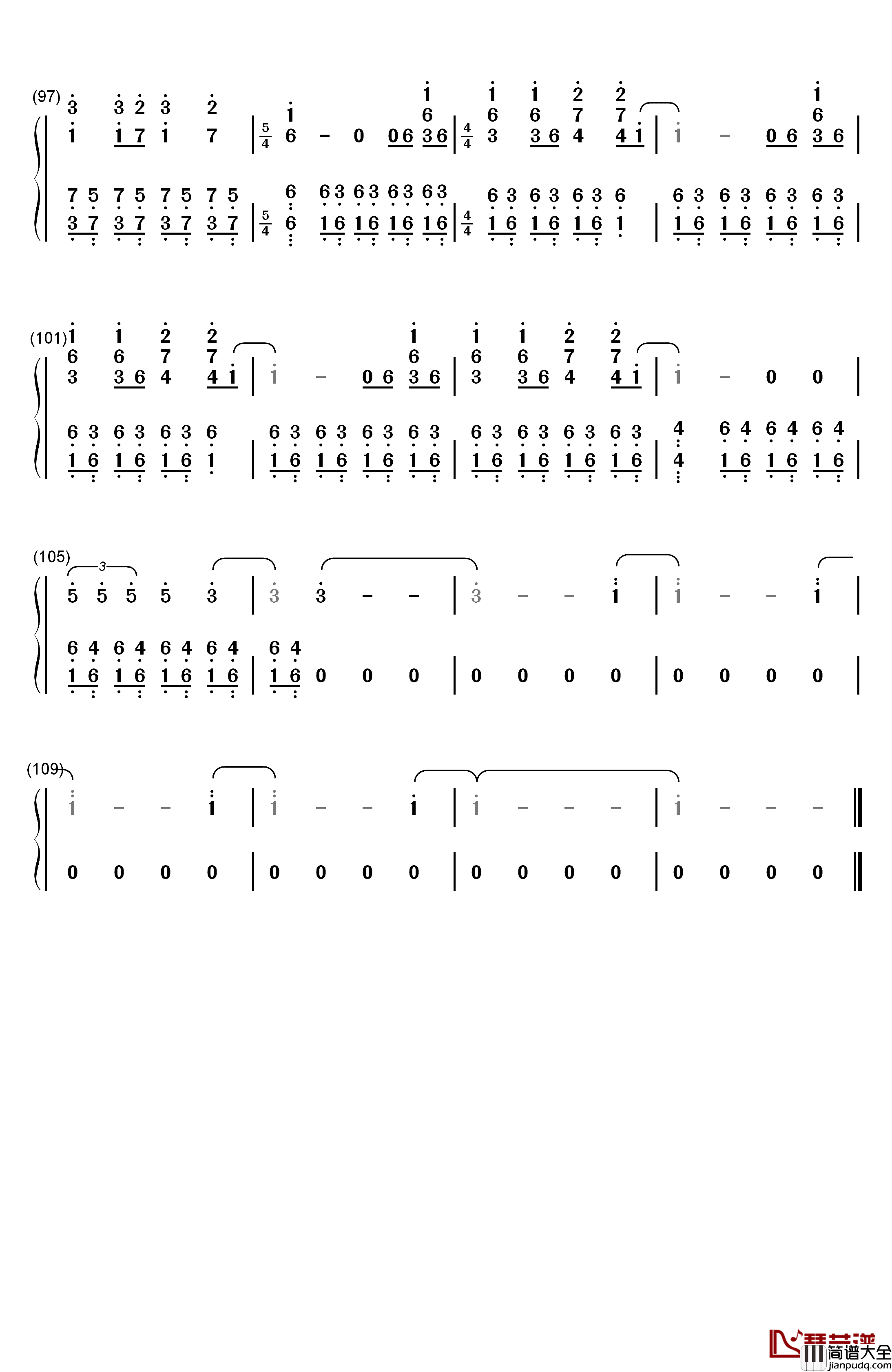 Runaway钢琴简谱_数字双手_Kanye_West