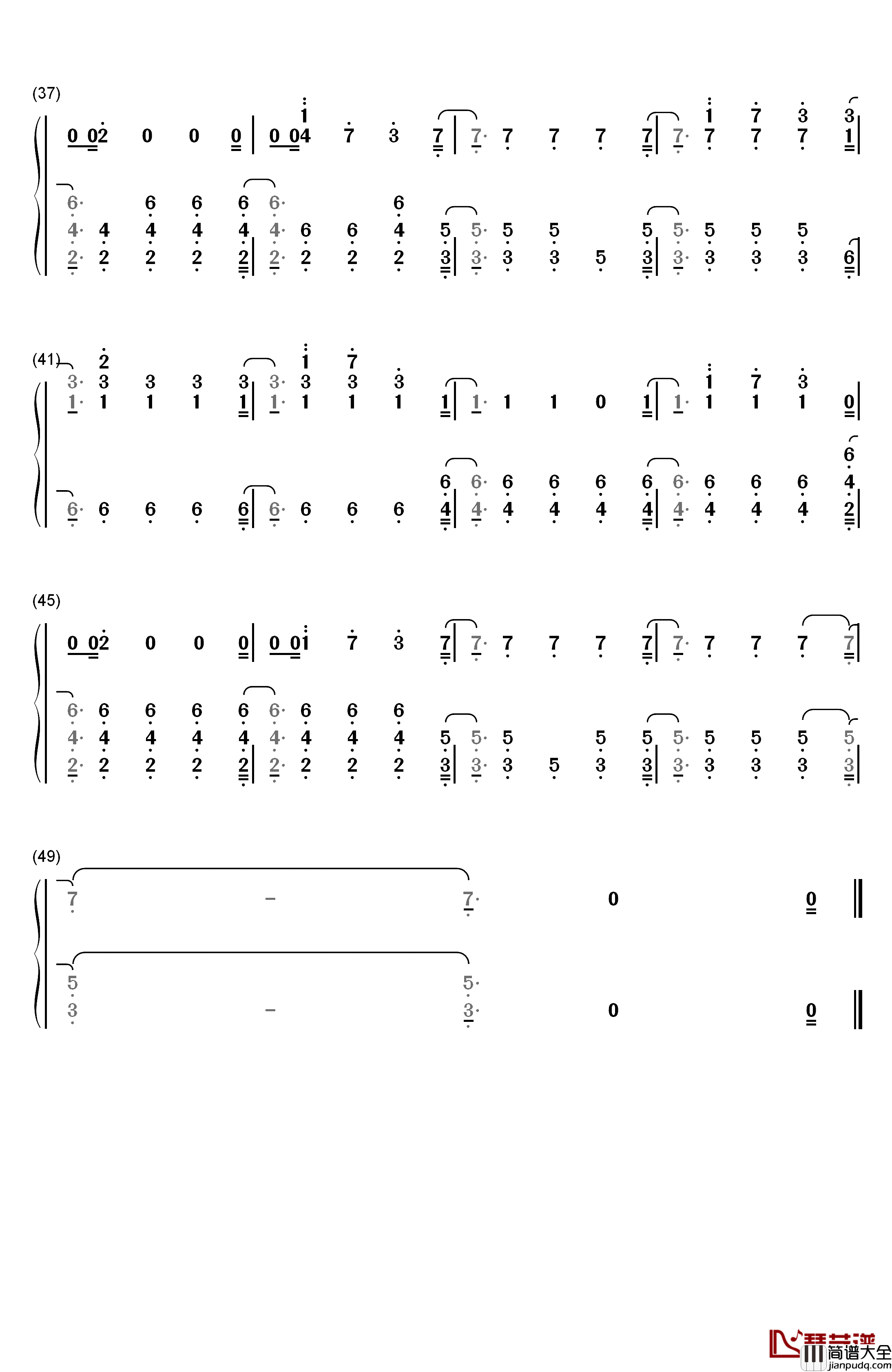 Numb钢琴简谱_数字双手_XXXTentacion