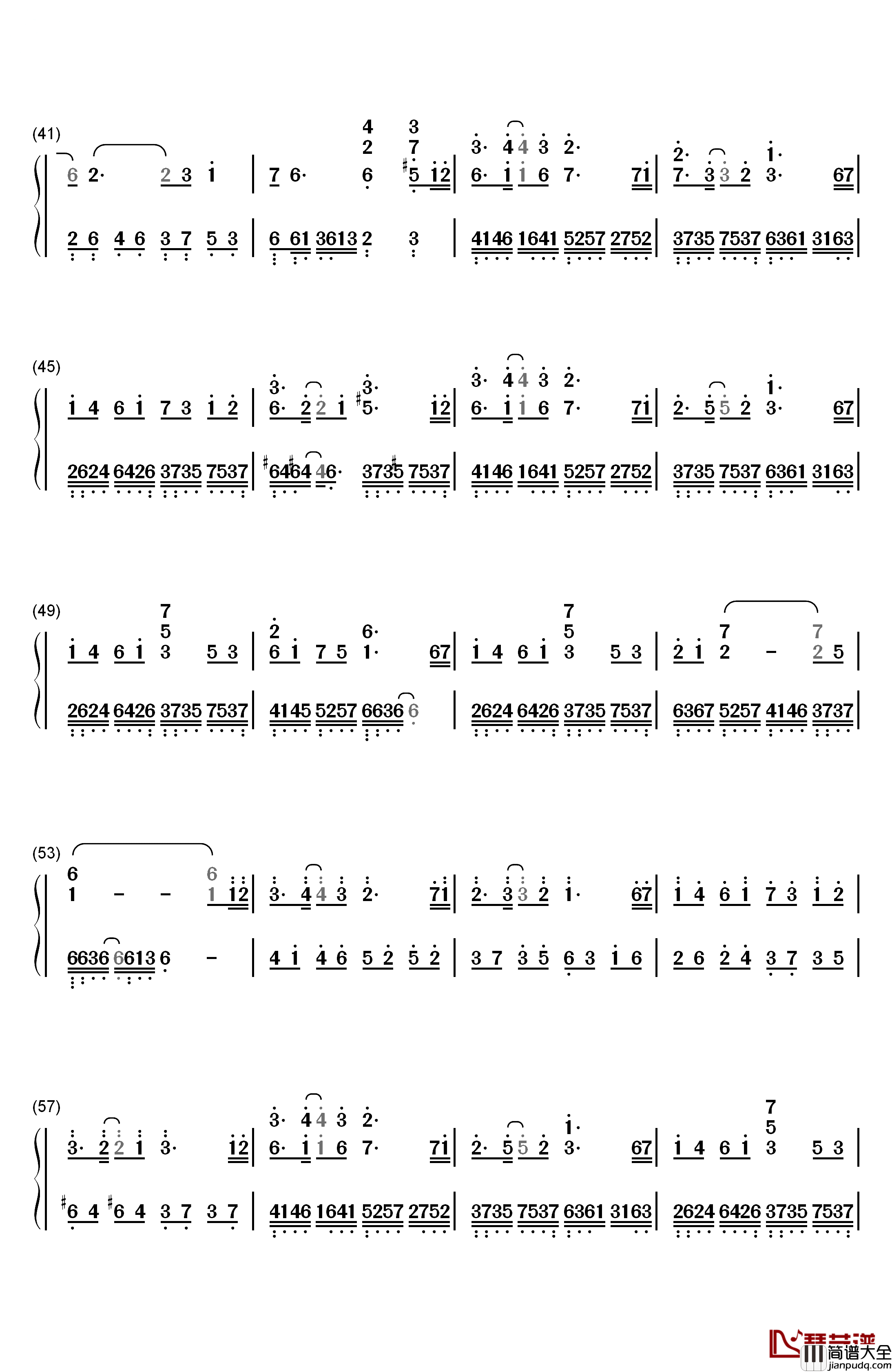 凤囚凰钢琴简谱_数字双手_白鹿