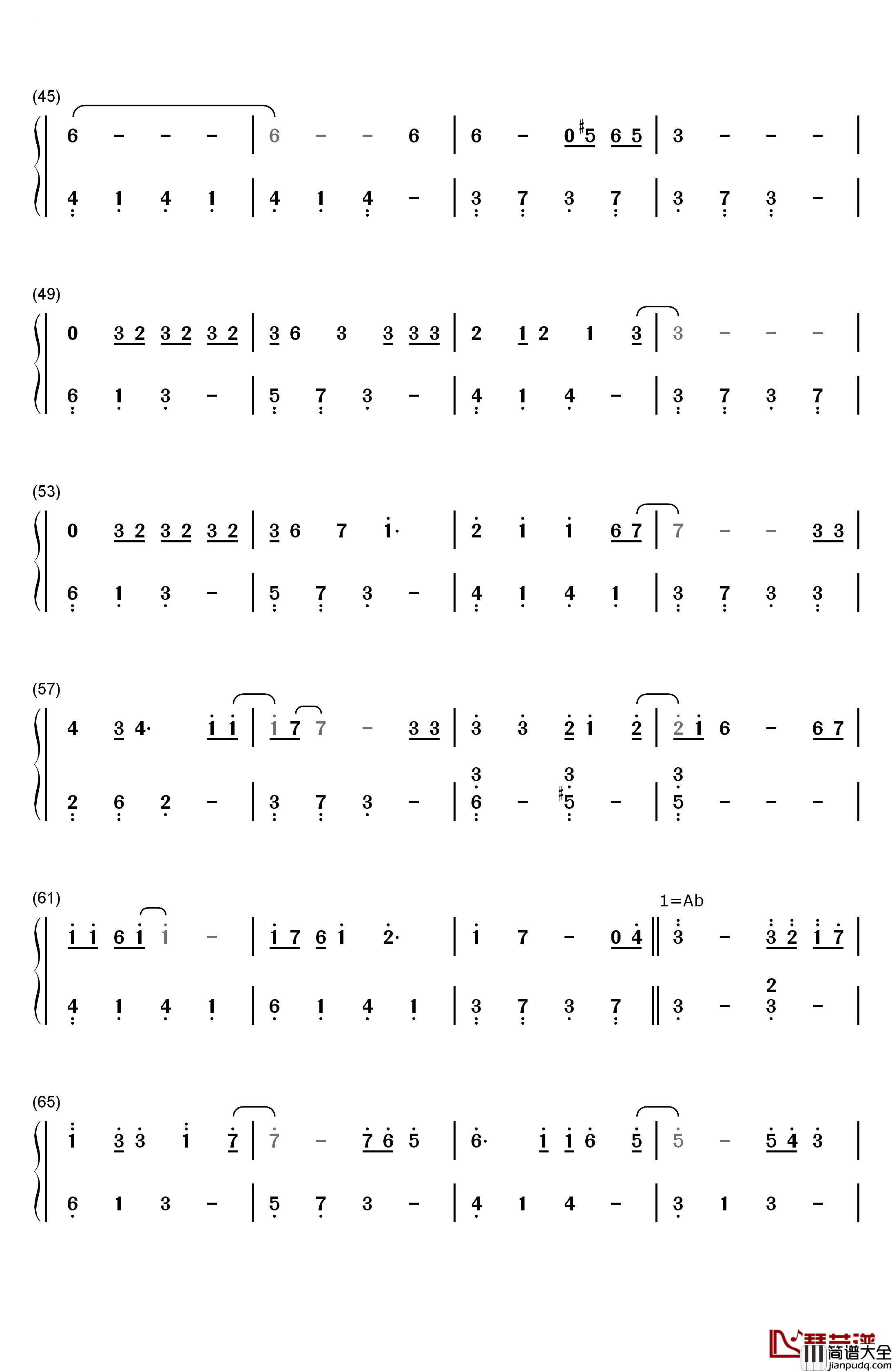 红玫瑰钢琴简谱_数字双手_张碧晨