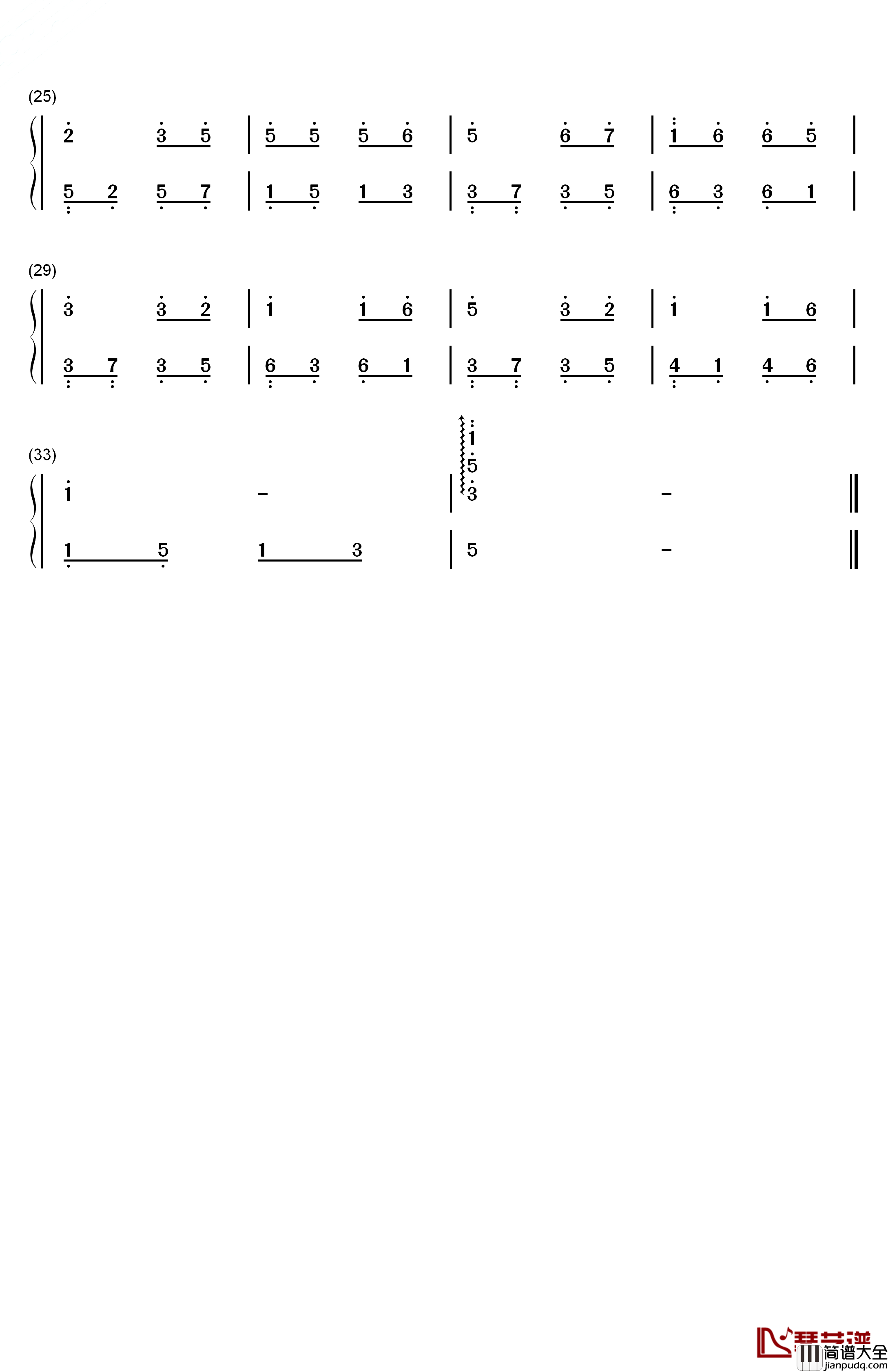 朋友钢琴简谱_数字双手_周华健