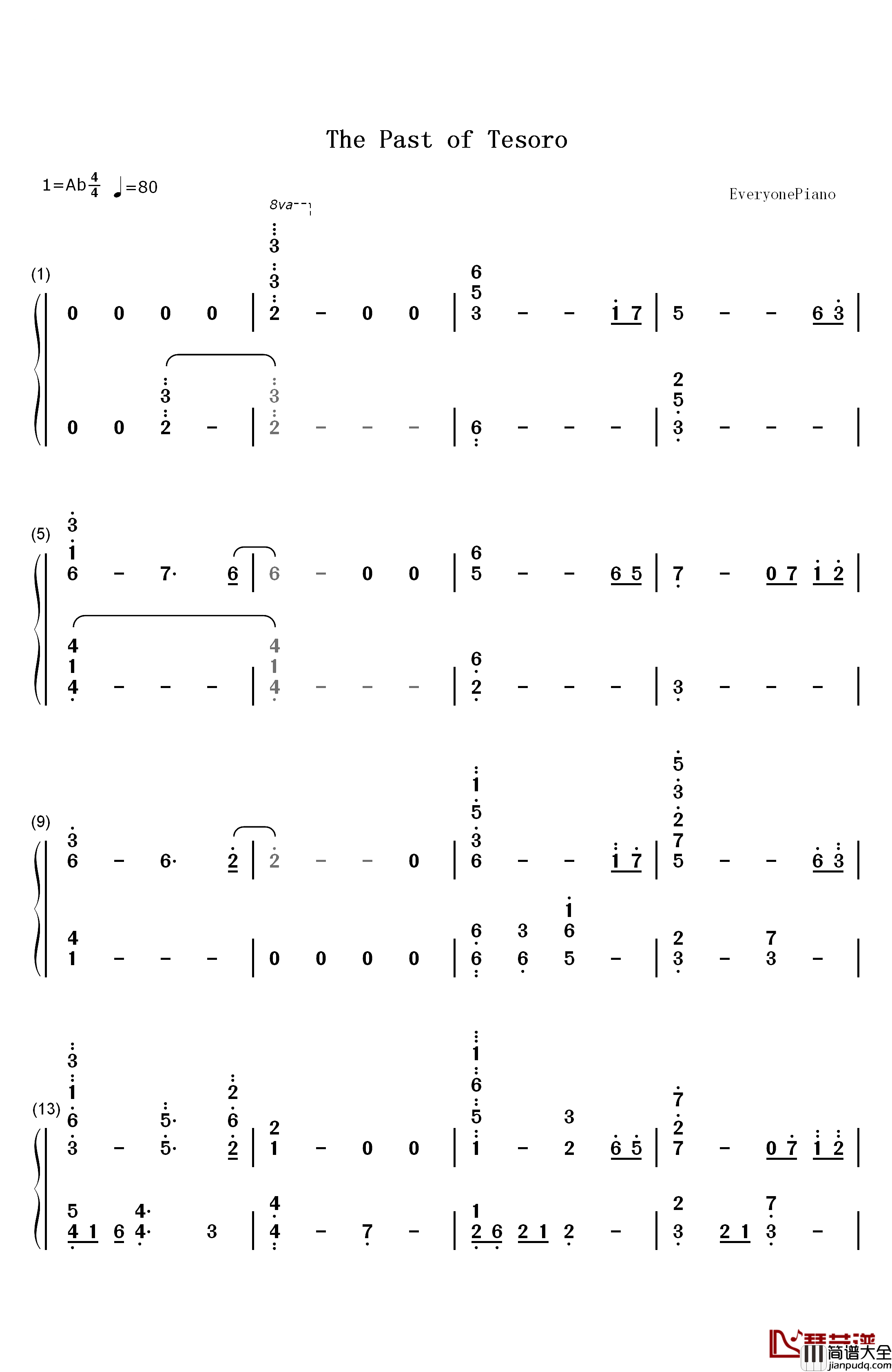 The_Past_of_Tesoro钢琴简谱_数字双手_林ゆうき