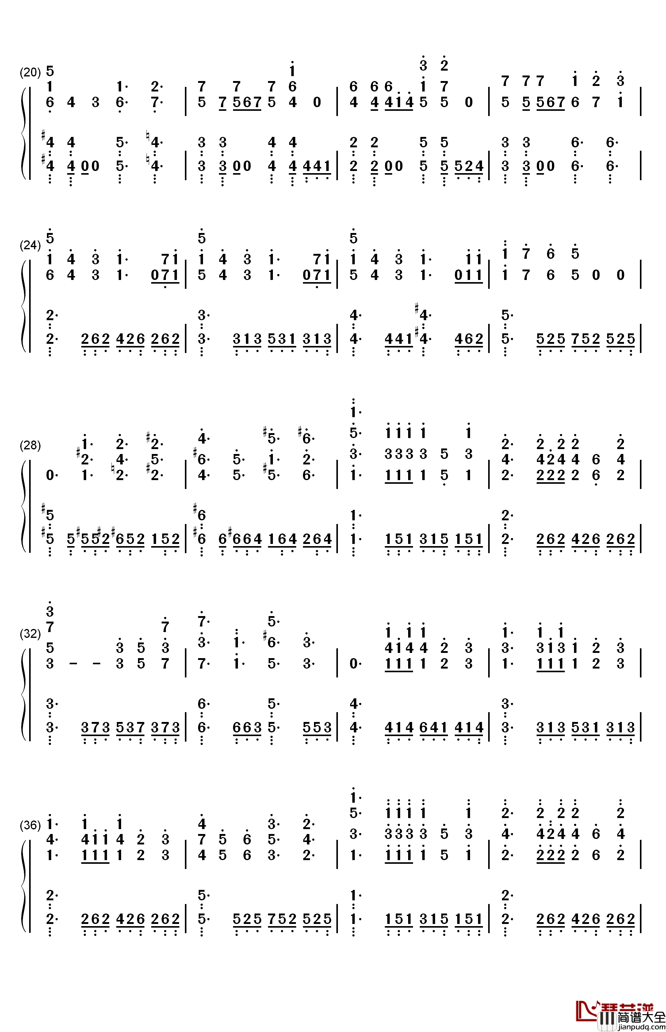 スキノスキル钢琴简谱_数字双手_Wake_Up_Girls