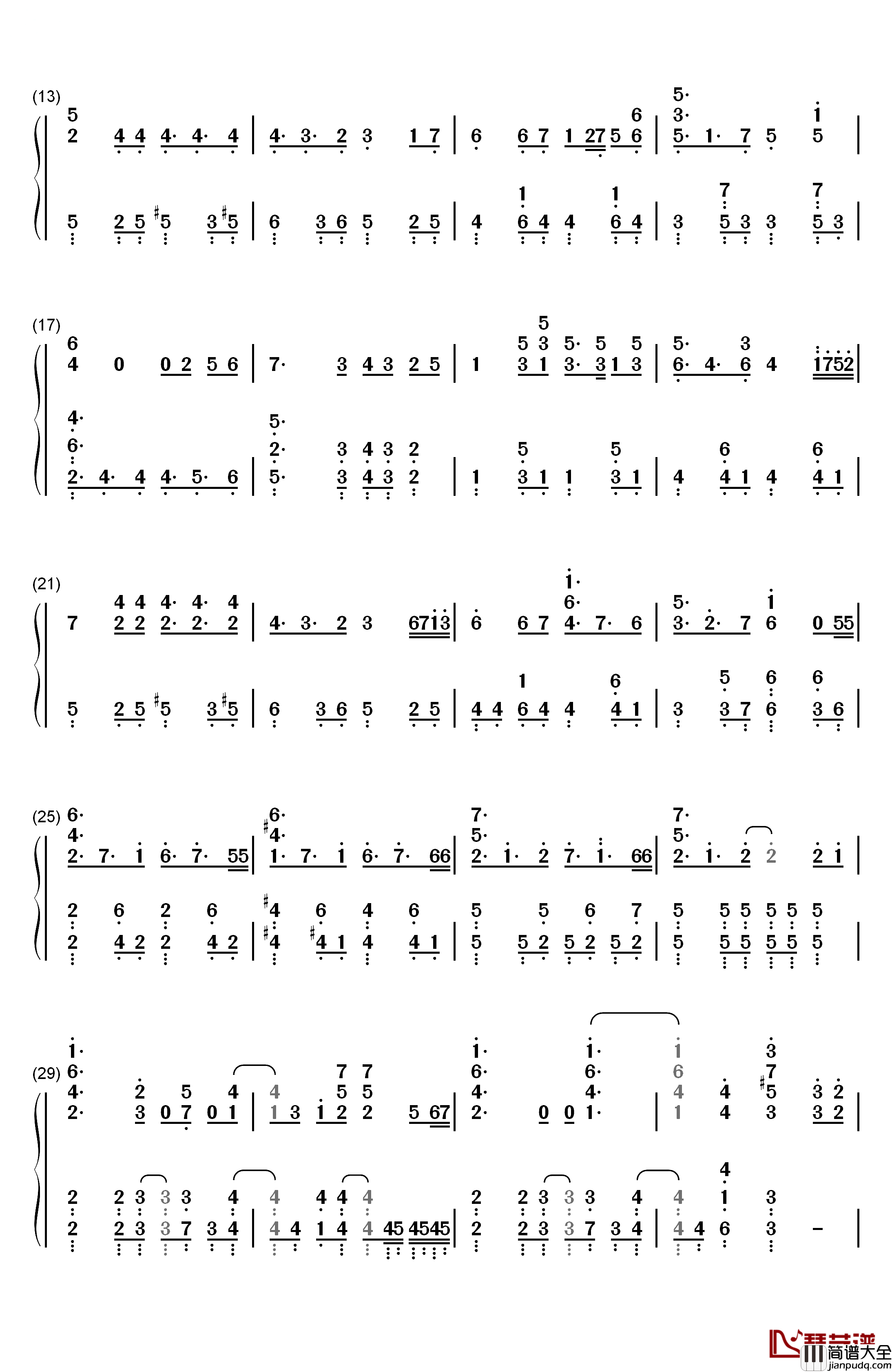 Beautiful_World钢琴简谱_数字双手_XX:me