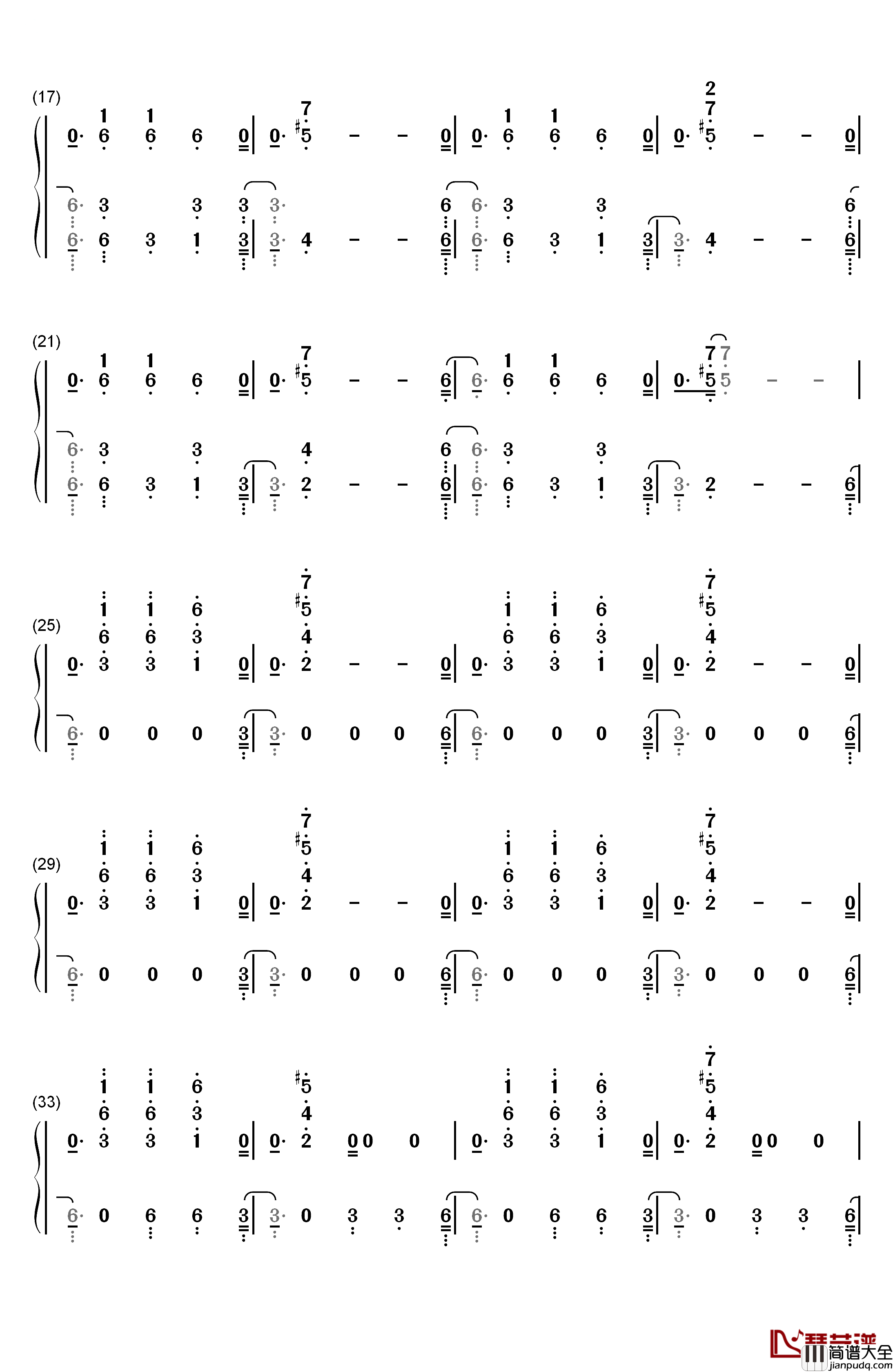 No_Name钢琴简谱_数字双手_NF