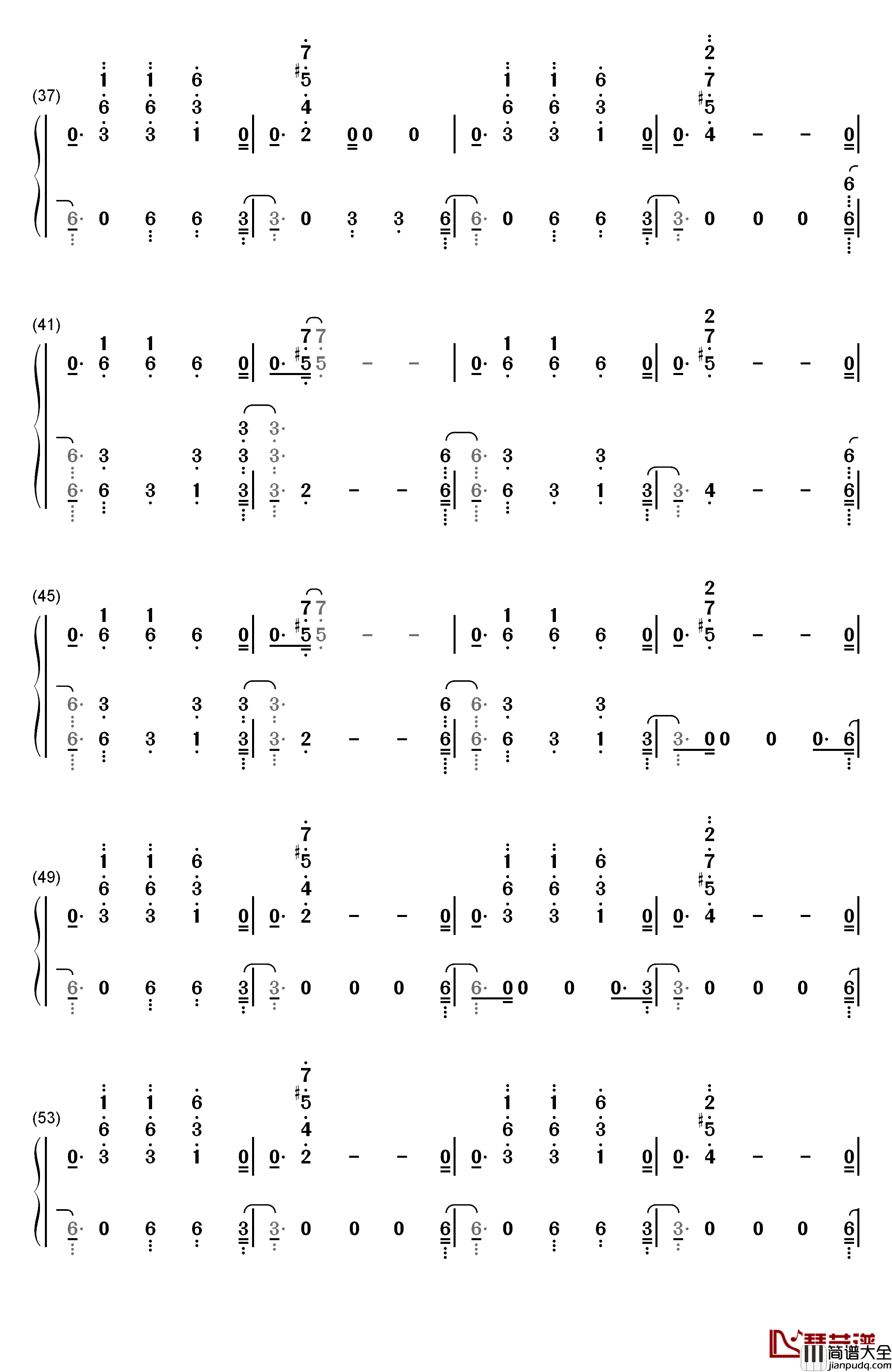 No_Name钢琴简谱_数字双手_NF