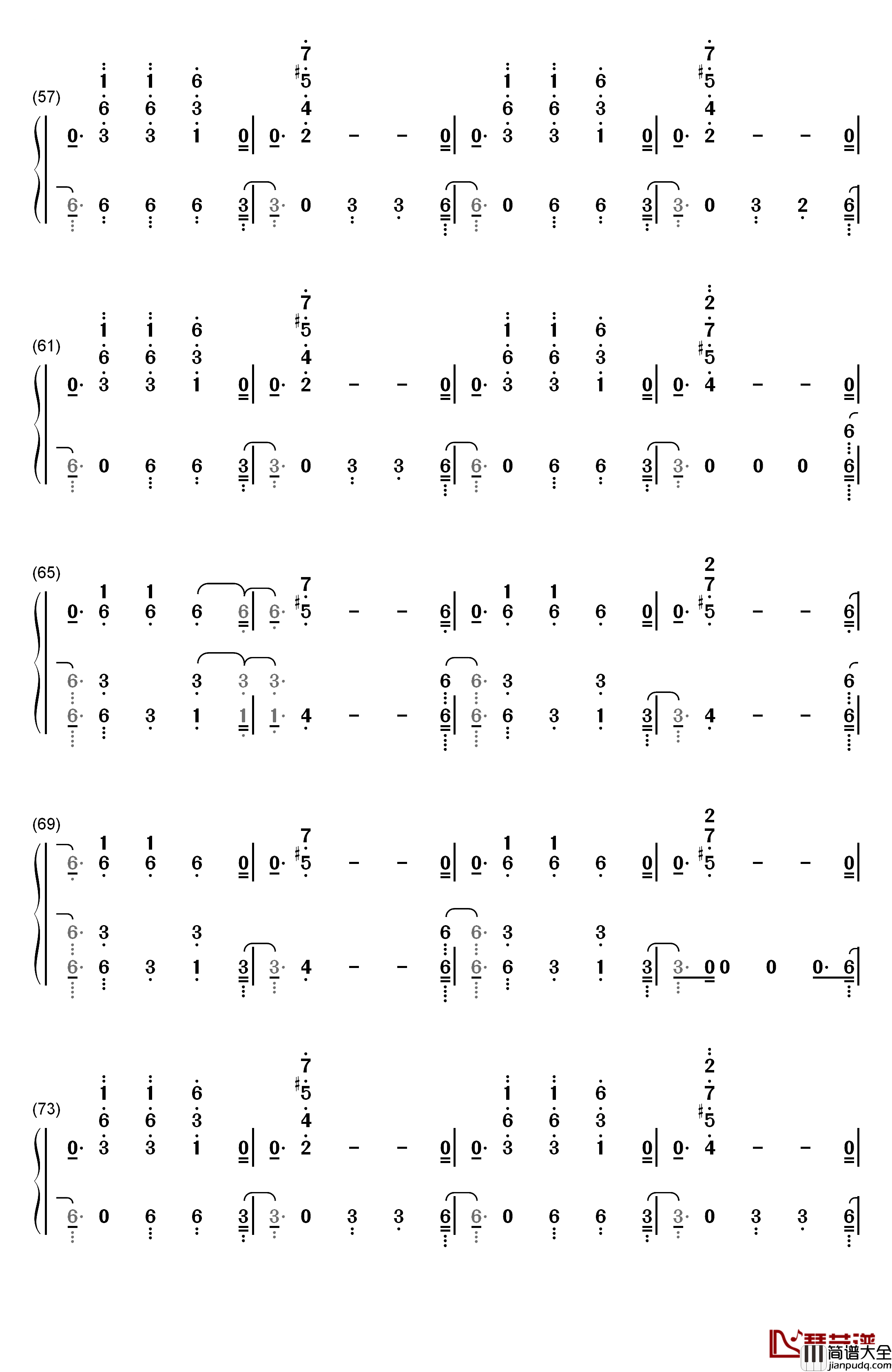 No_Name钢琴简谱_数字双手_NF