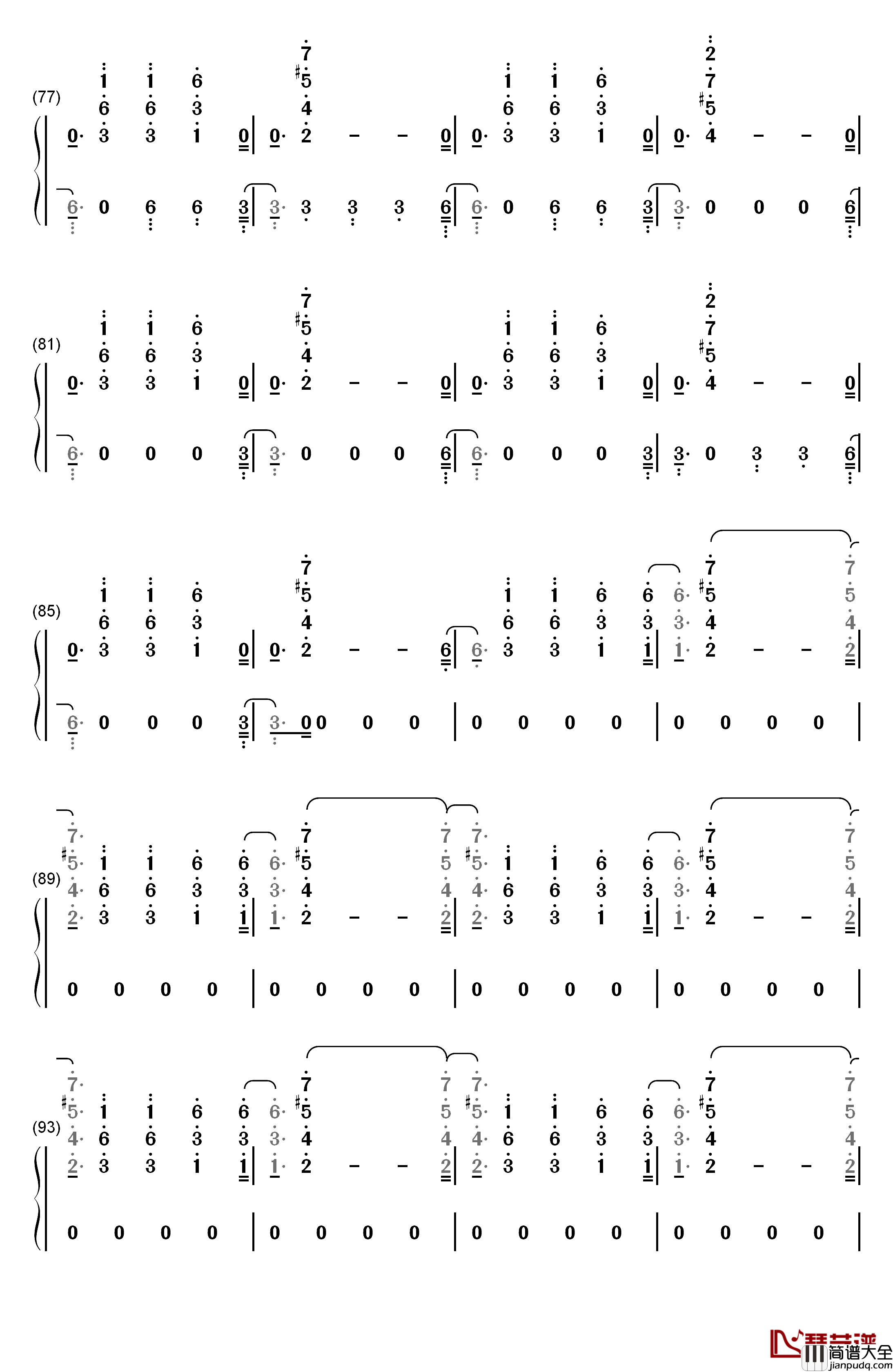 No_Name钢琴简谱_数字双手_NF