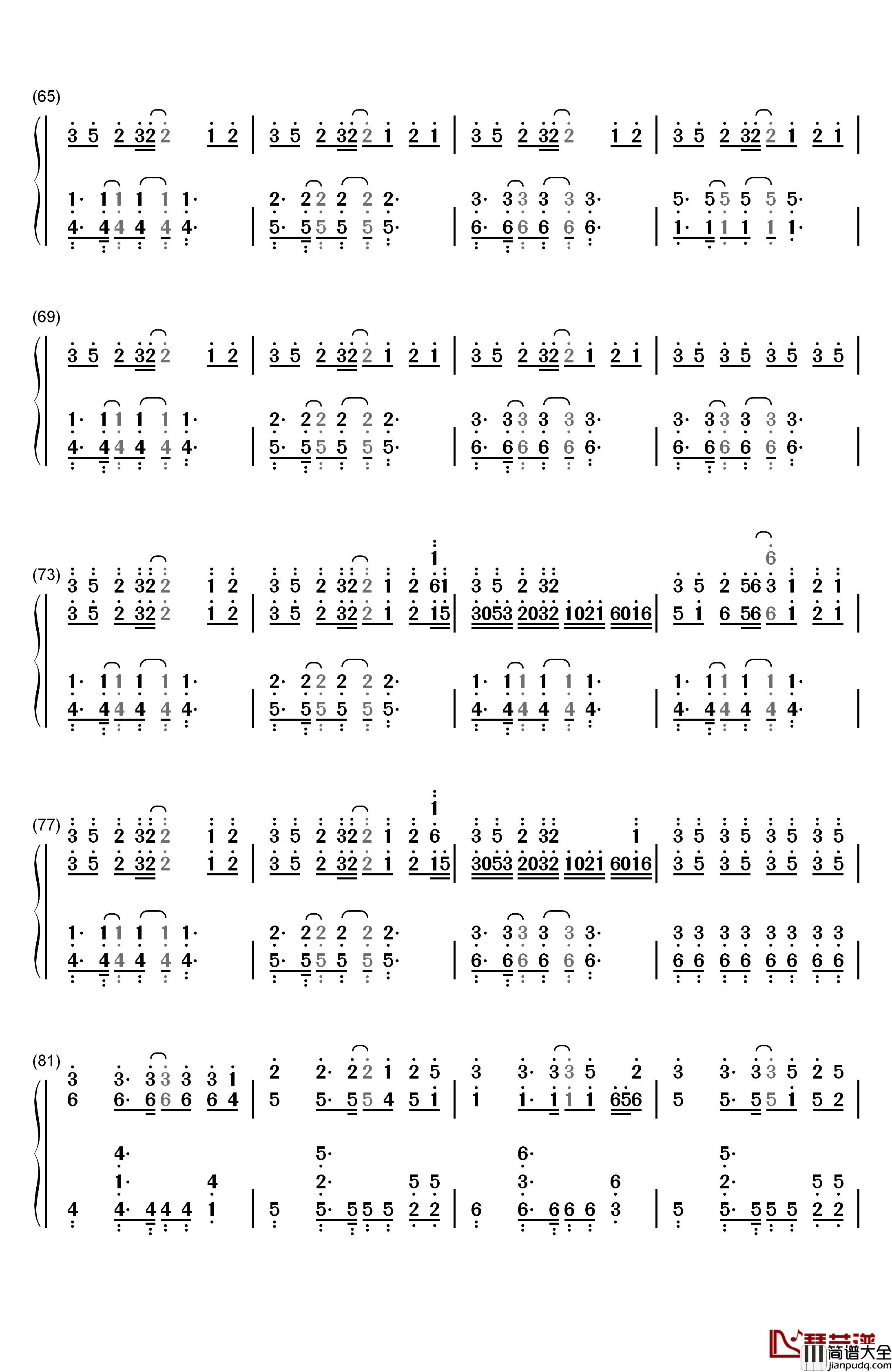 China钢琴简谱_数字双手_徐梦圆