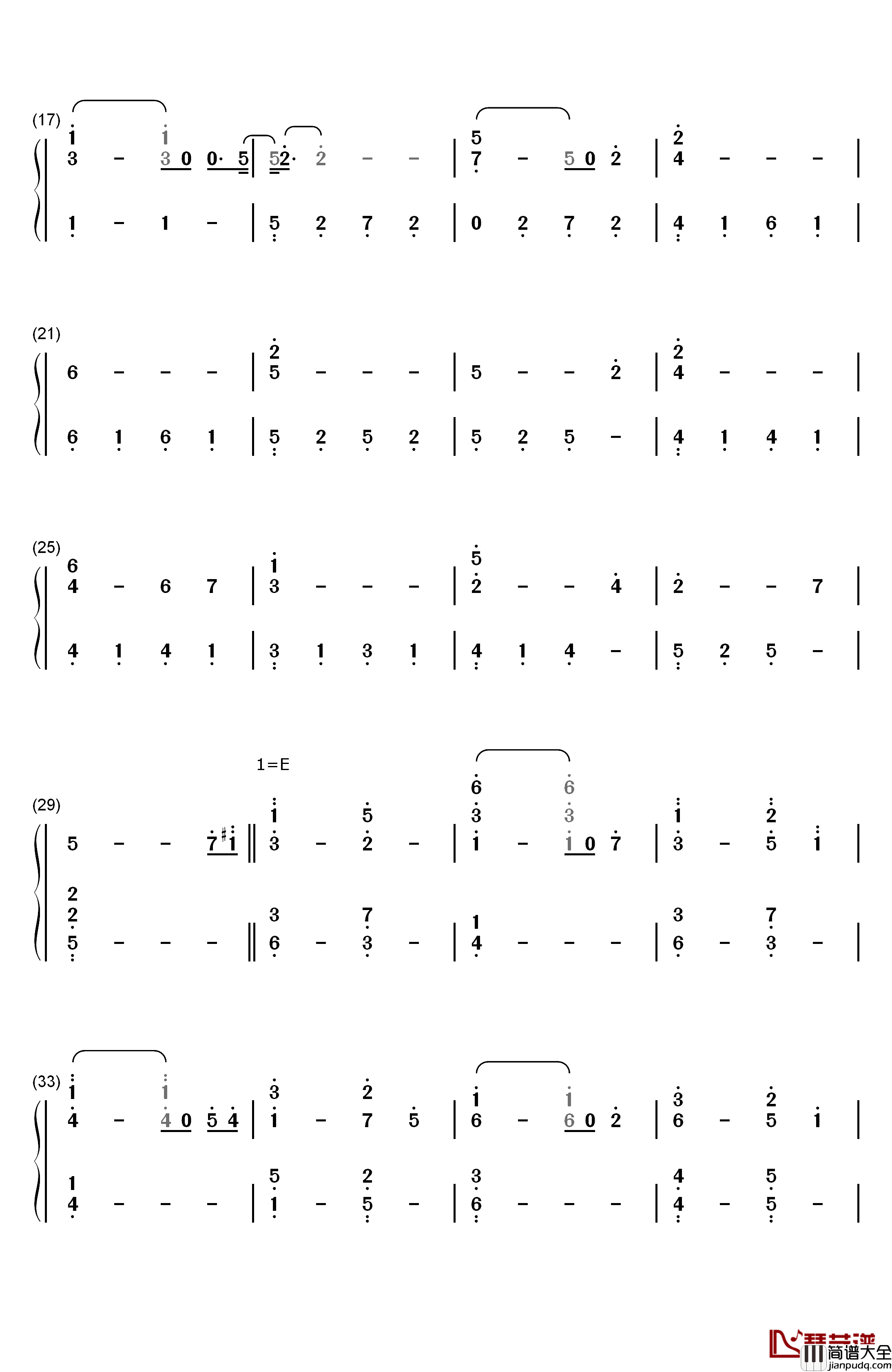 秒速5センチメートル钢琴简谱_数字双手_天门