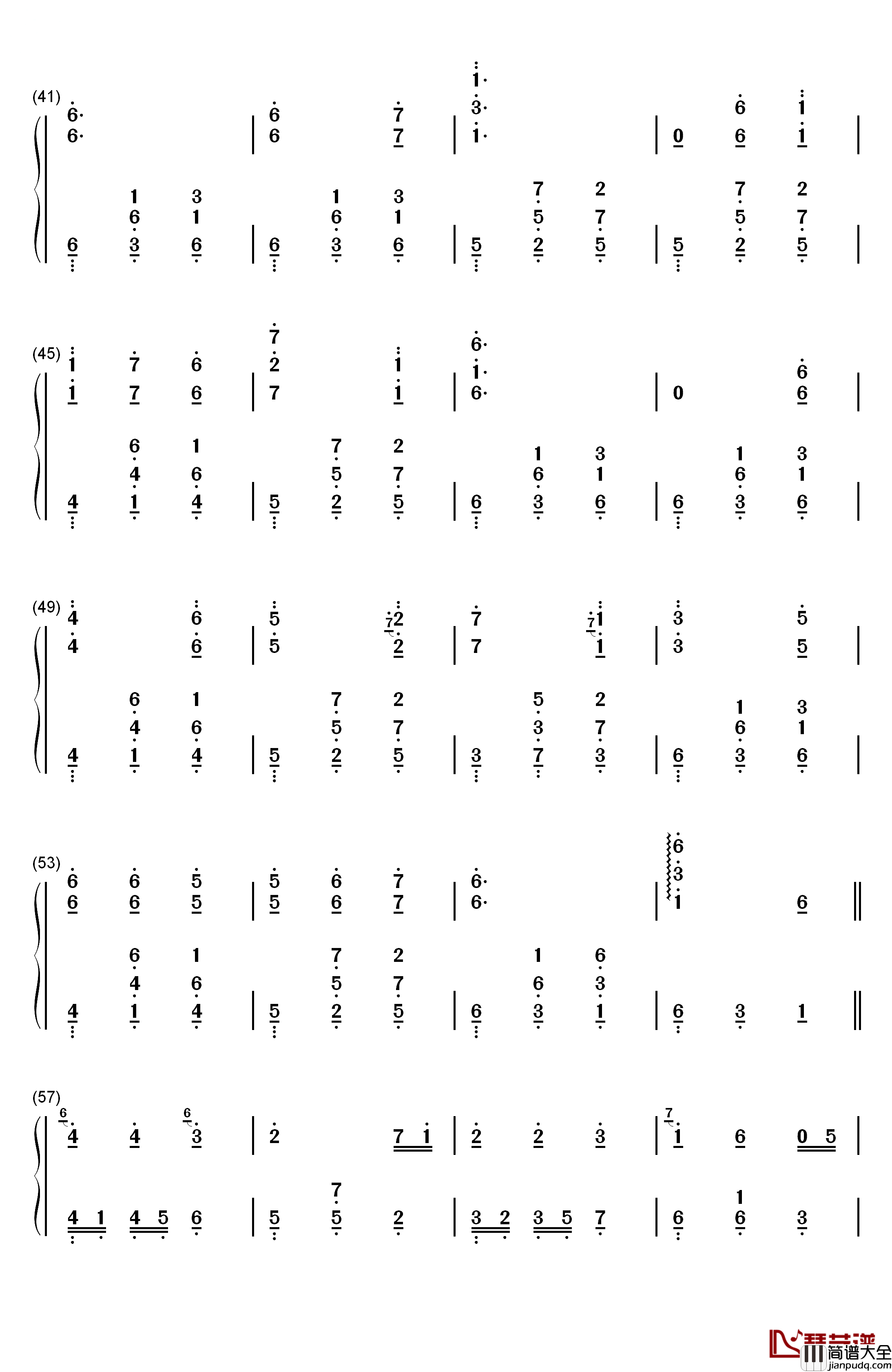 爱你就像爱生命钢琴简谱_数字双手_房东的猫