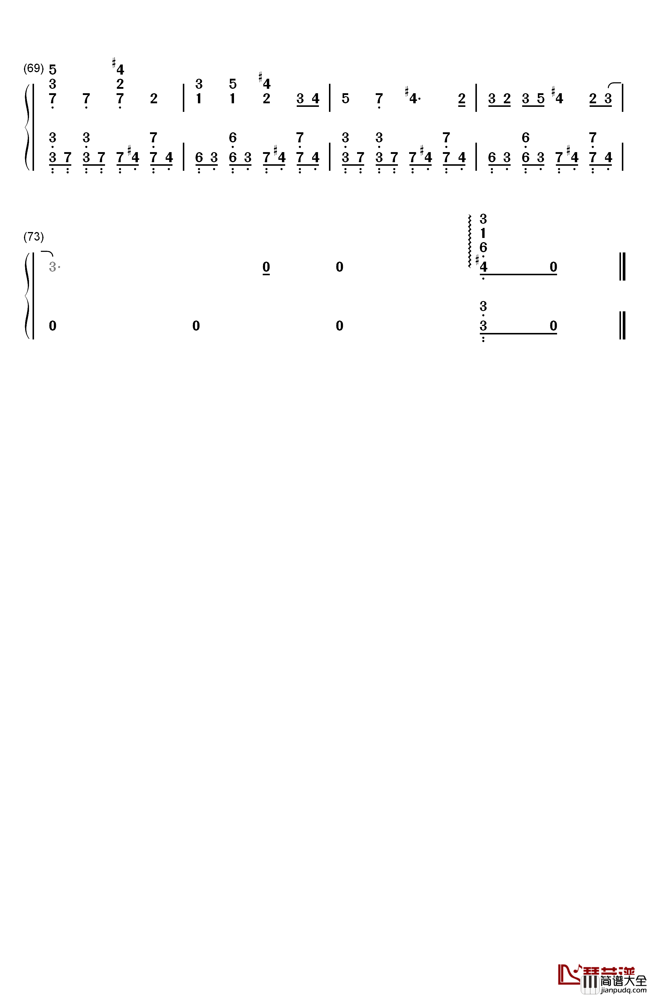中国话钢琴简谱_数字双手_S.H.E