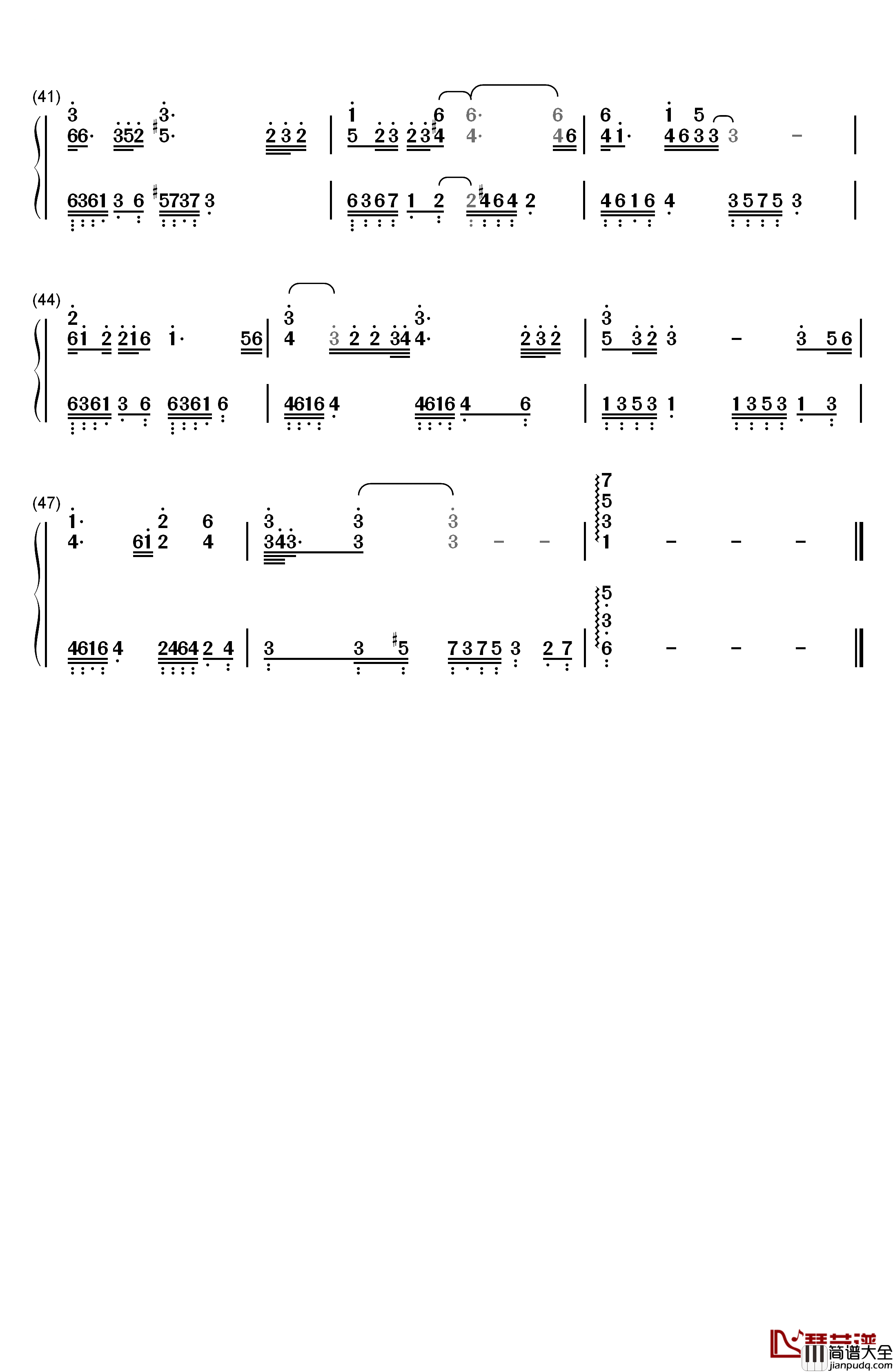 身骑白马钢琴简谱_数字双手_徐佳莹