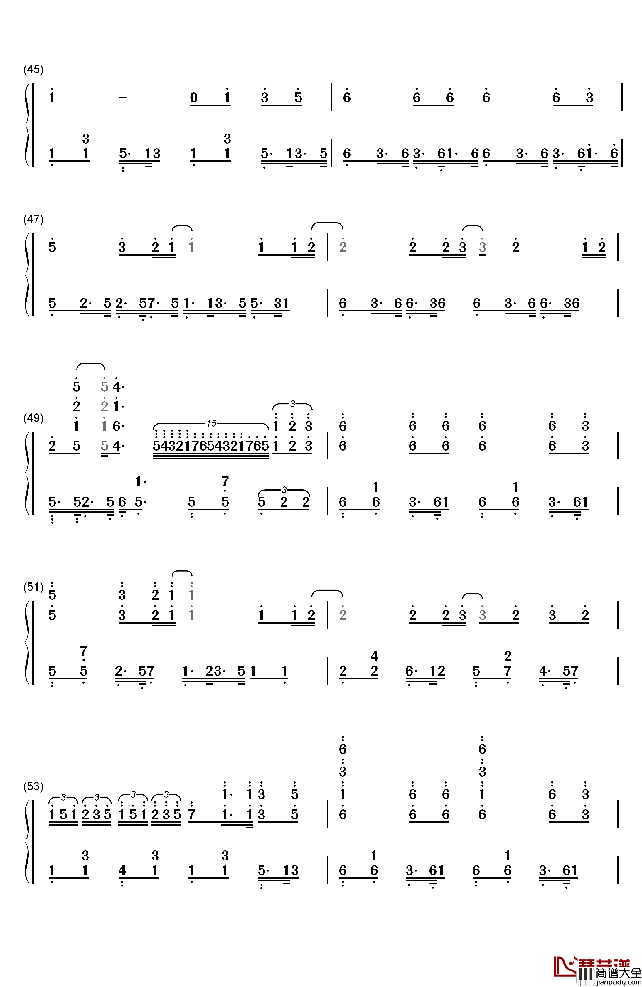 张三的歌钢琴简谱_数字双手_蔡琴