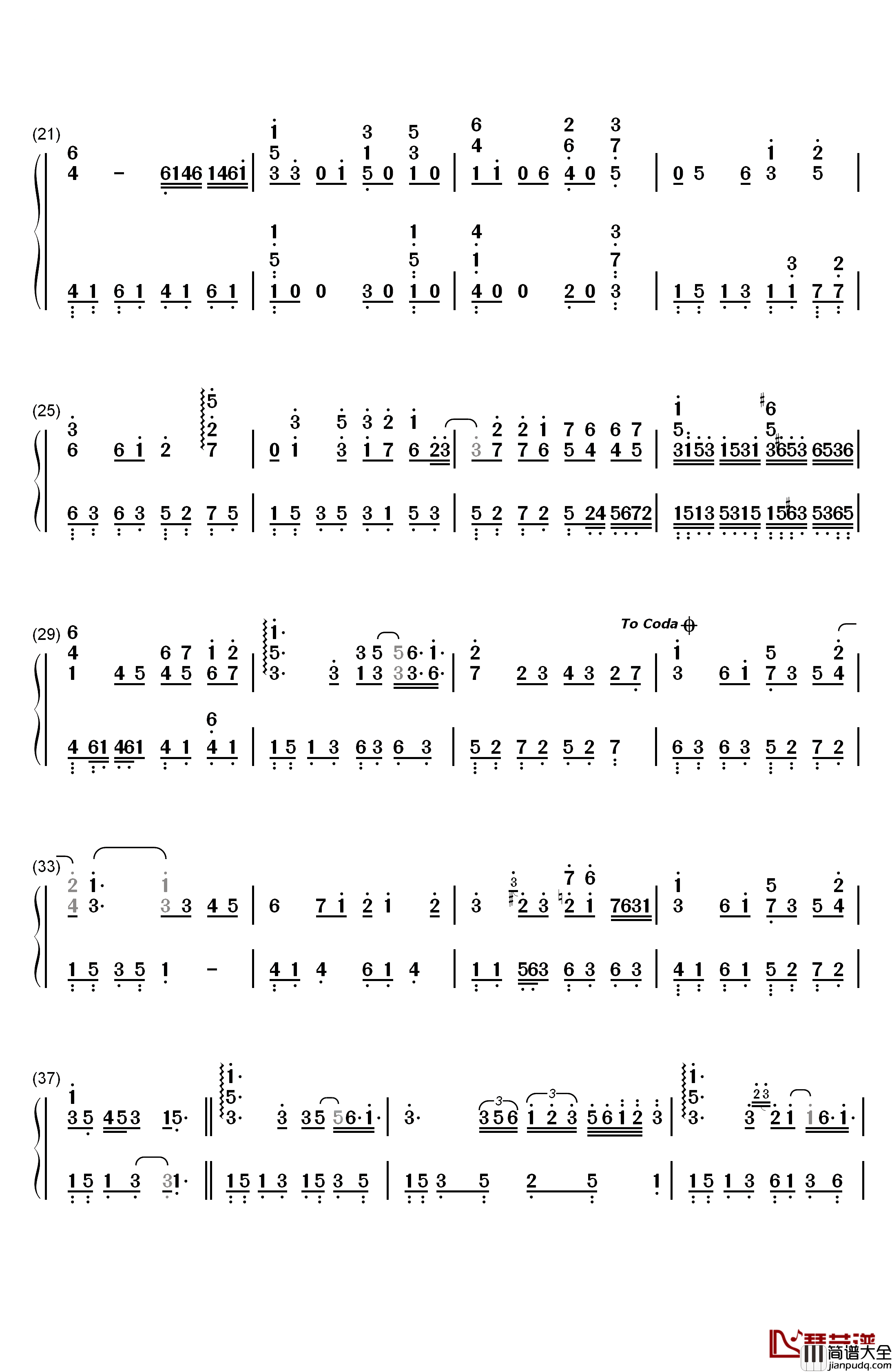 何日君再来钢琴简谱_数字双手_邓丽君