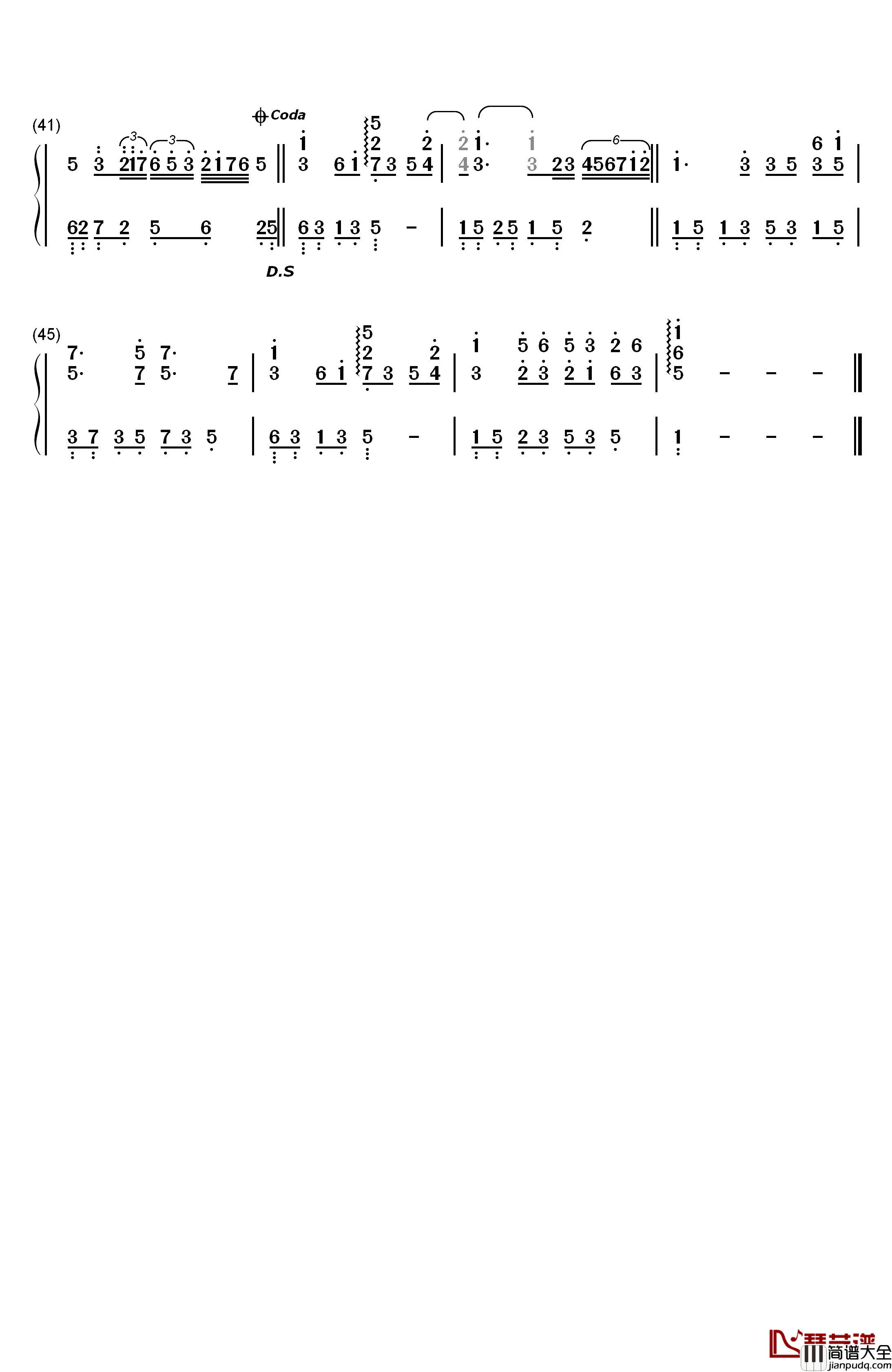 何日君再来钢琴简谱_数字双手_邓丽君