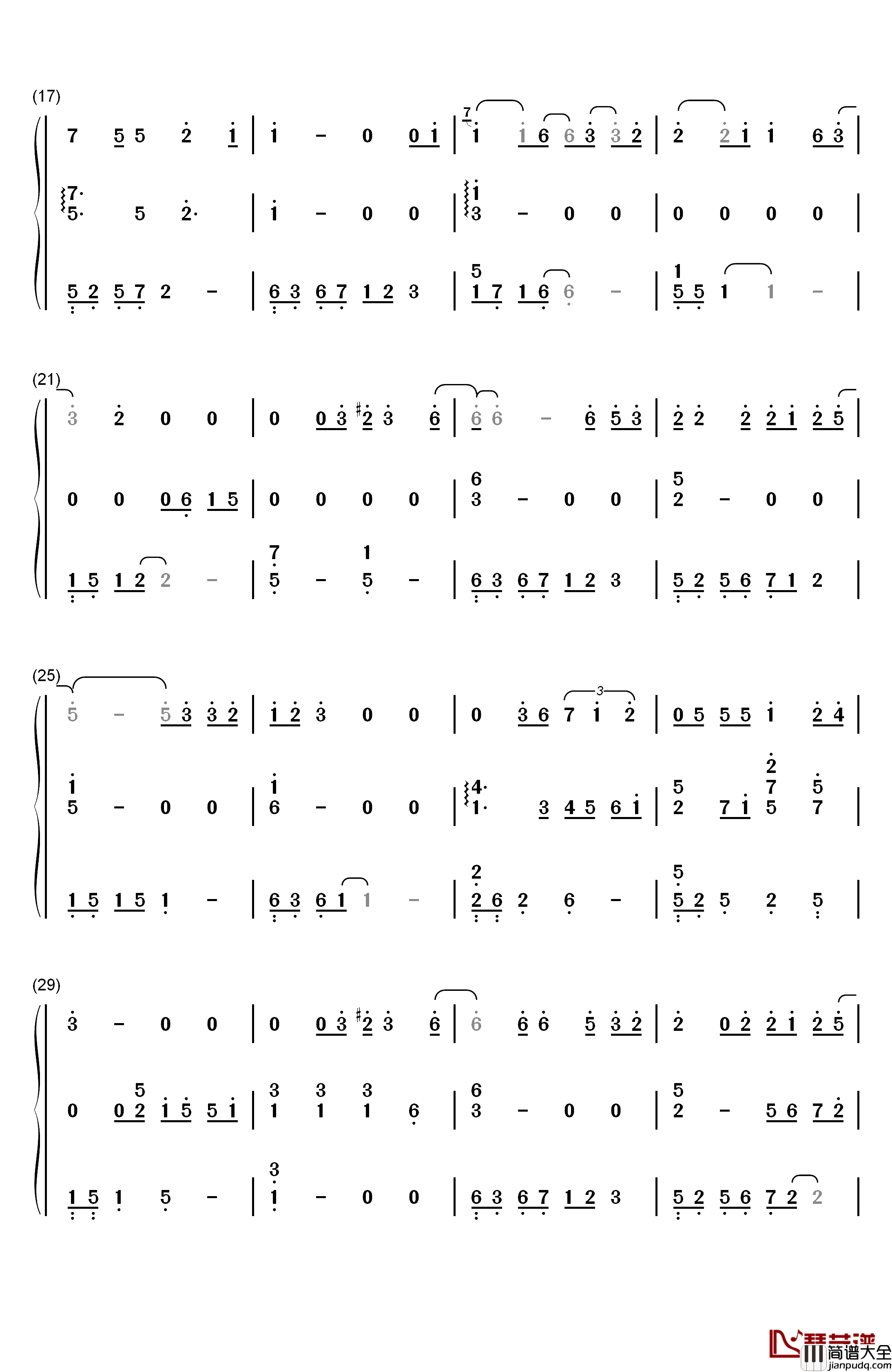 下雨了钢琴简谱_数字双手_薛之谦