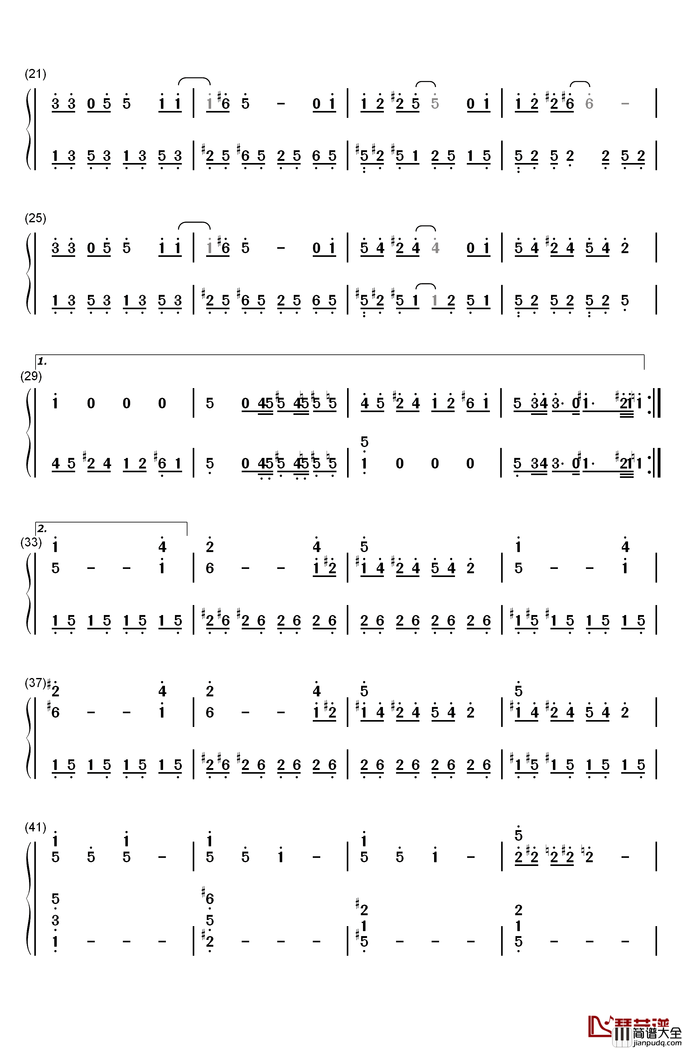 舞娘钢琴简谱_数字双手_蔡依林