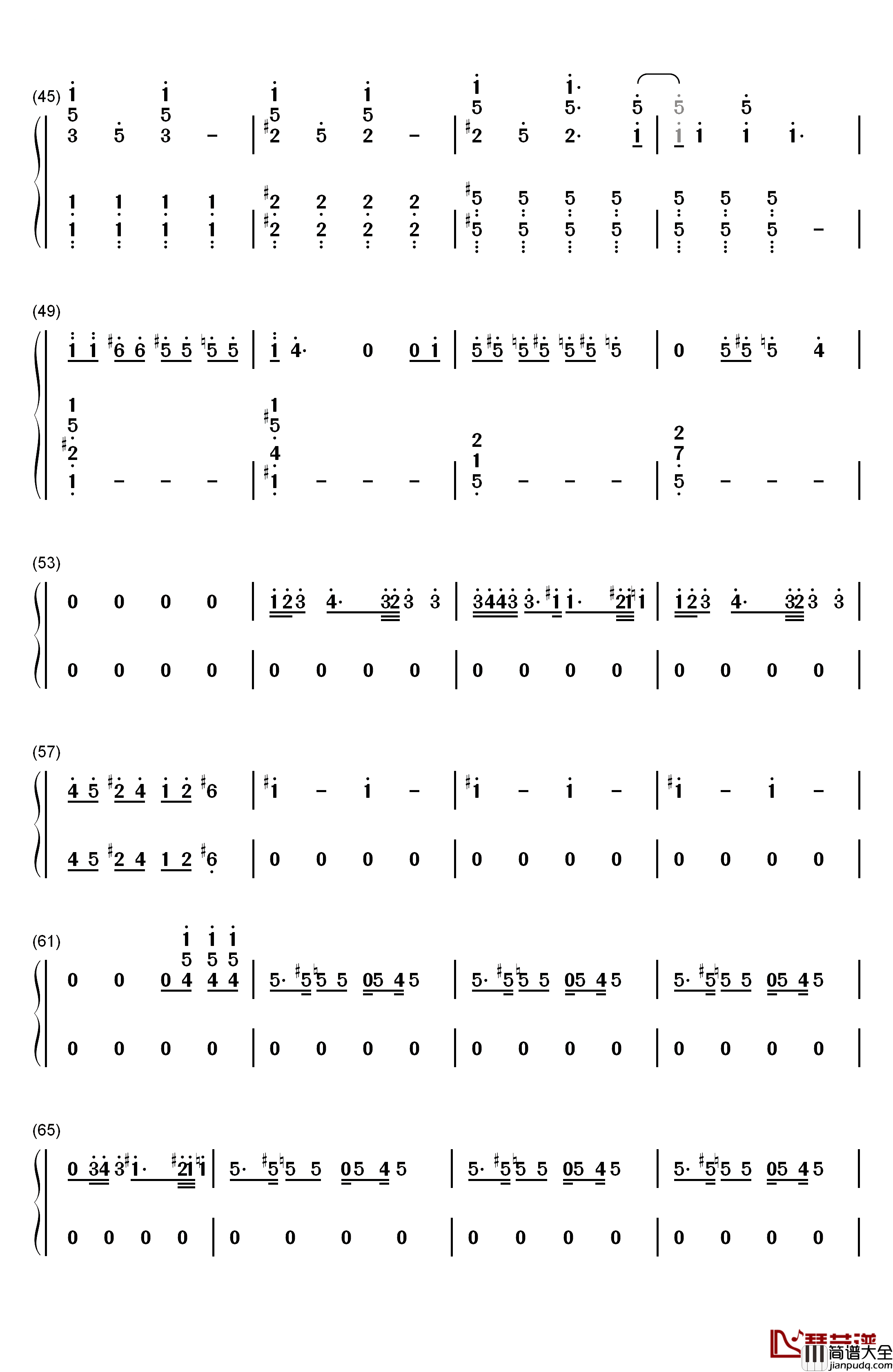 舞娘钢琴简谱_数字双手_蔡依林